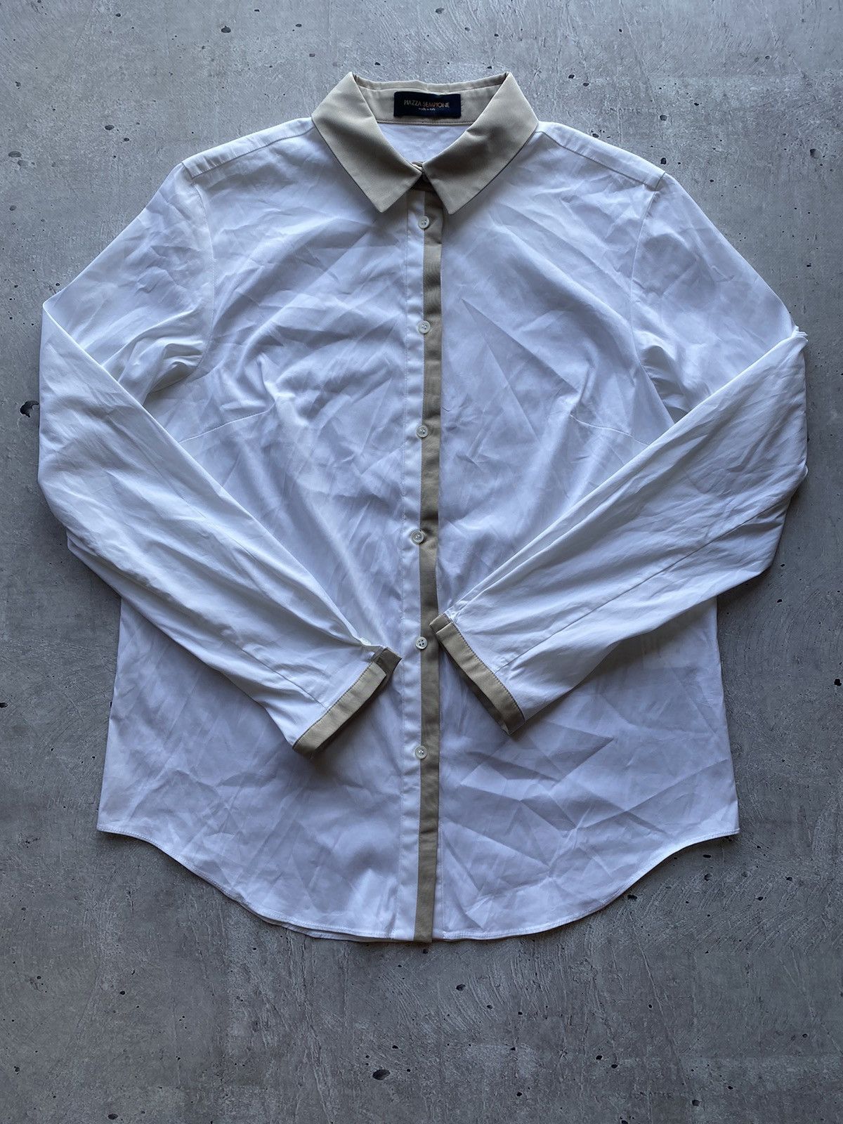 Designer Basic Piazza Sempione Made in Italy White Shirt Luxury Rare Size US M / EU 48-50 / 2 - 2 Thumbnail