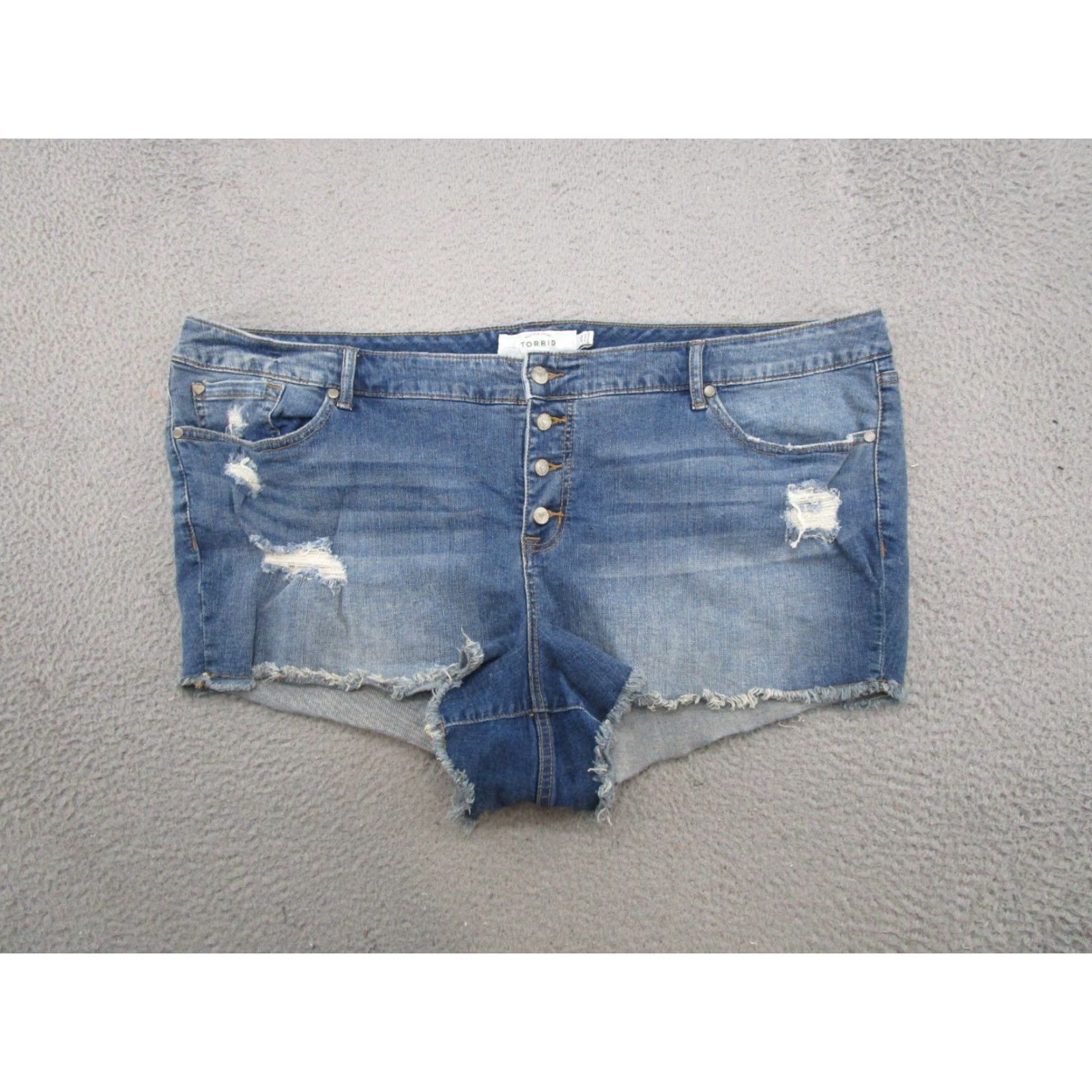 Torrid Torrid Plus Size 26 Denim Shorts Button Fly Blue Stretch High Rise Ladies Casual Summer Beach Walking Jeans Bottoms Shorts Size 26" / US 2 / IT 38 - 2 Thumbnail