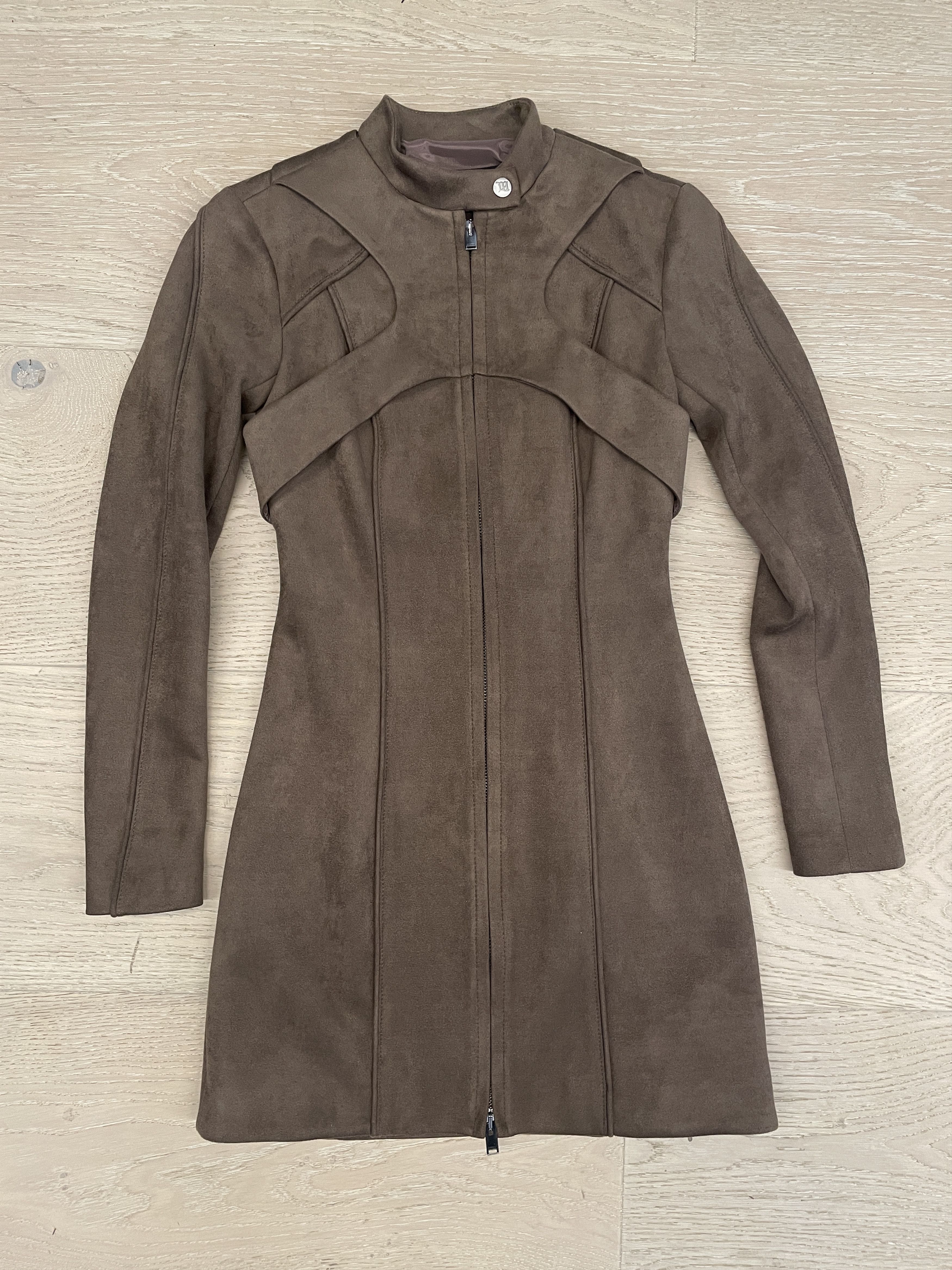 Misbhv $730 MISBHV Vegan Suede Mini Dress Brown Size XS / US 0-2 / IT 36-38 - 4 Thumbnail