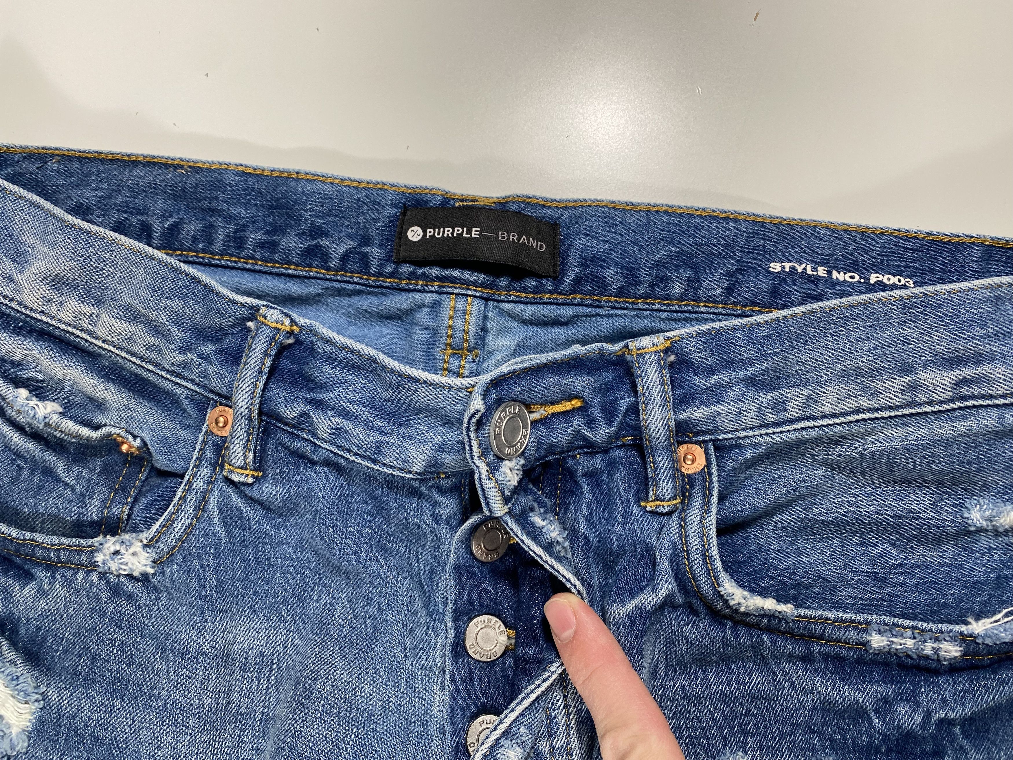 Purple Brand Purple Brand P-003 - Indigo Vintage Distressed crop 32x23 Size US 32 / EU 48 - 3 Thumbnail