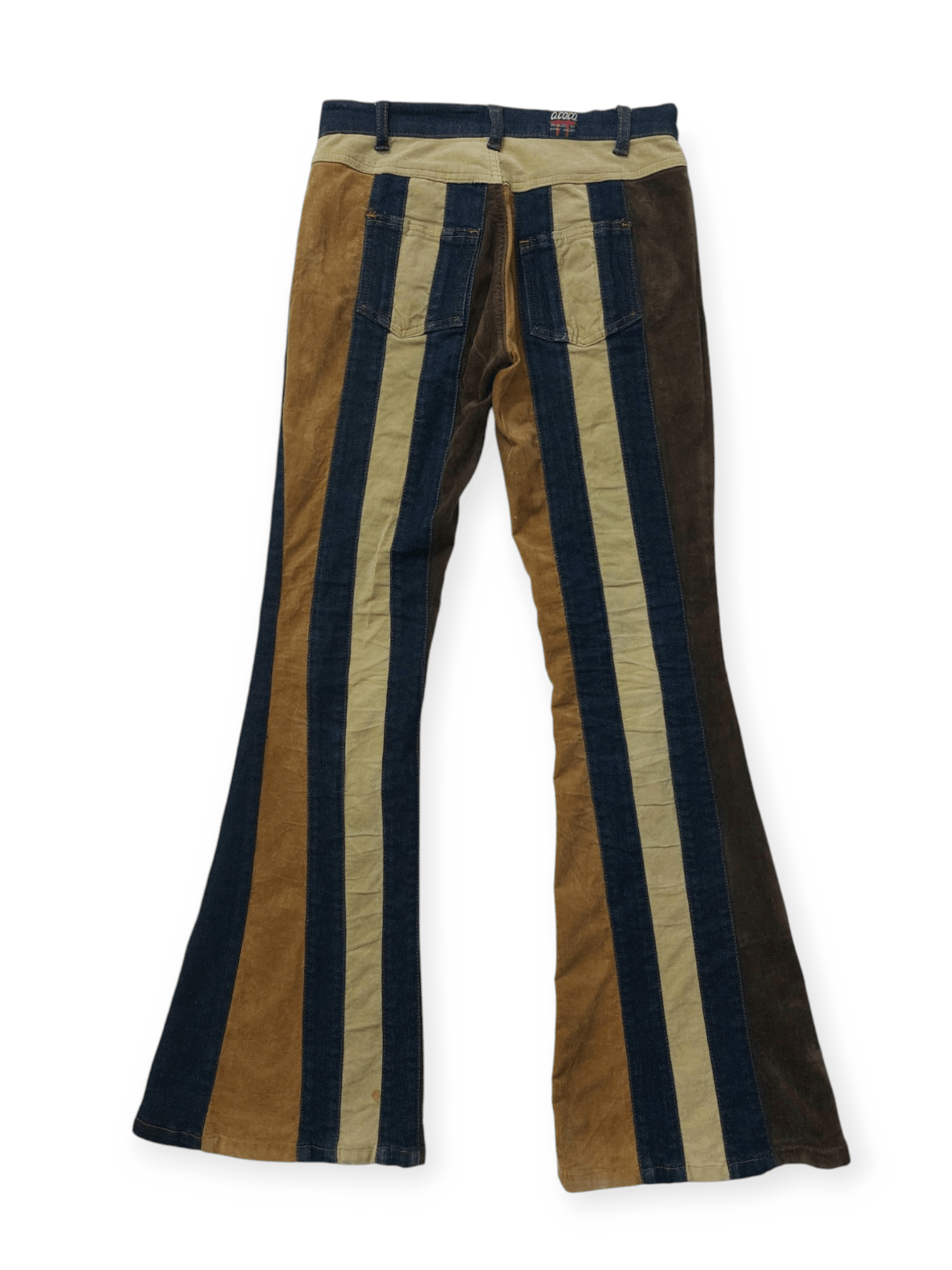 Vintage 🔥Super Flare Japan A.CO.CO Multi Stripe Jeans Size 26" / US 2 / IT 38 - 2 Thumbnail