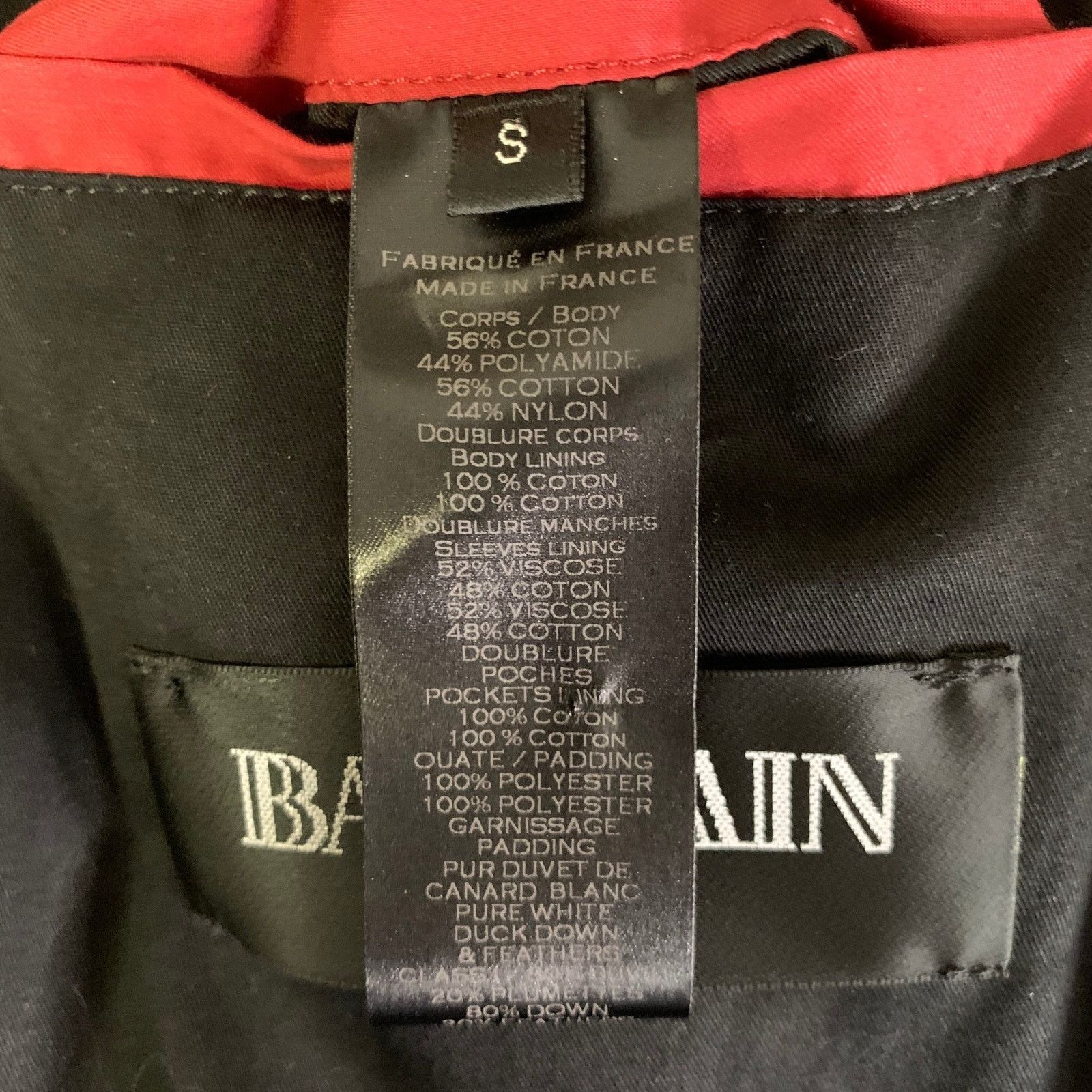 Balmain BALMAIN Size S Red Brick Cotton Polyamide Quilted Jacket Size US S / EU 44-46 / 1 - 8 Thumbnail