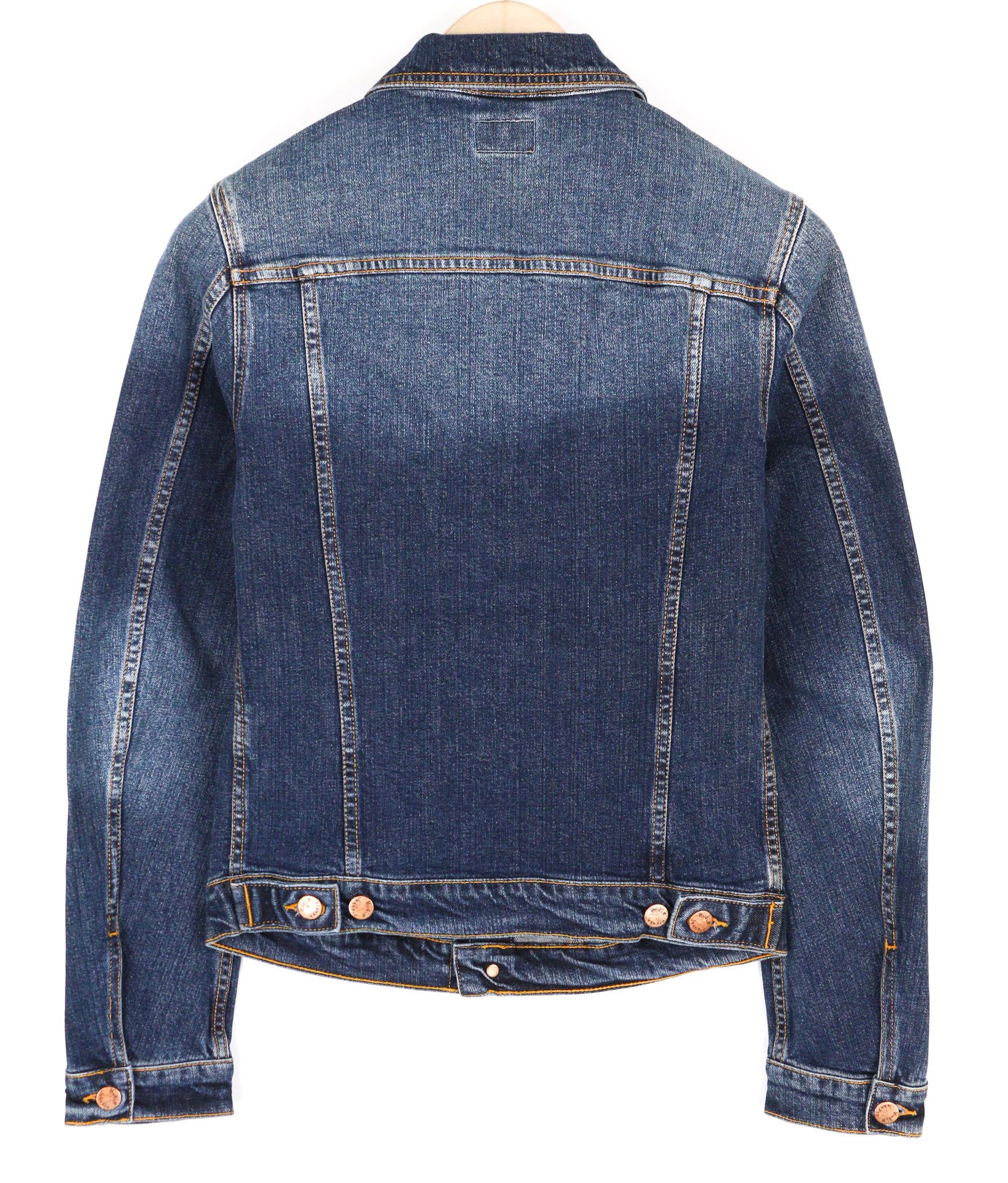 Nudie Jeans PERRY XS Excellent Blue Washed Logo Denim Jacket 81952 Size US XS / EU 42 / 0 - 2 Thumbnail