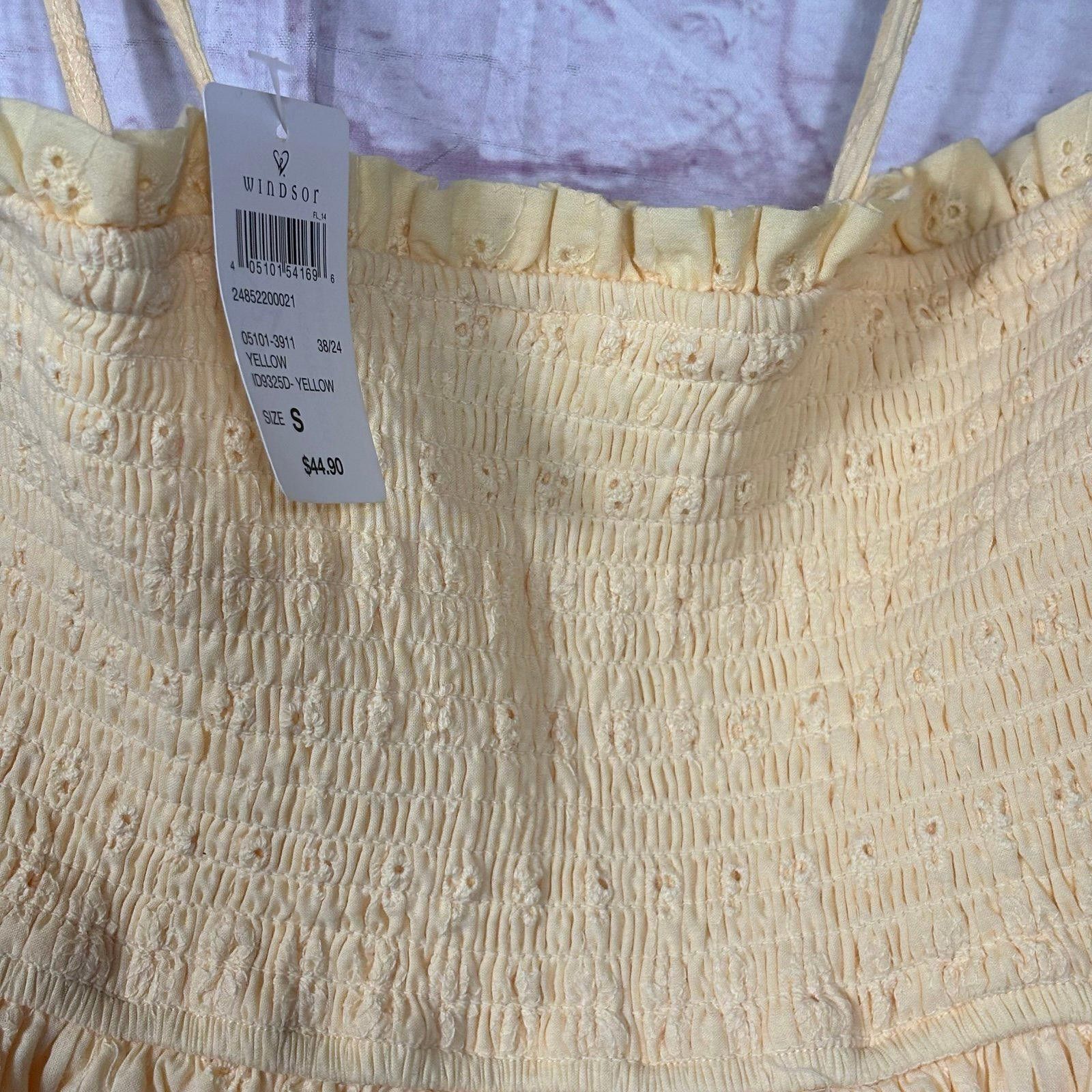 Windsor Smith Windsor Sunny Tones Smocked Eyelet Skater Dress Small NWT Size S / US 4 / IT 40 - 6 Thumbnail