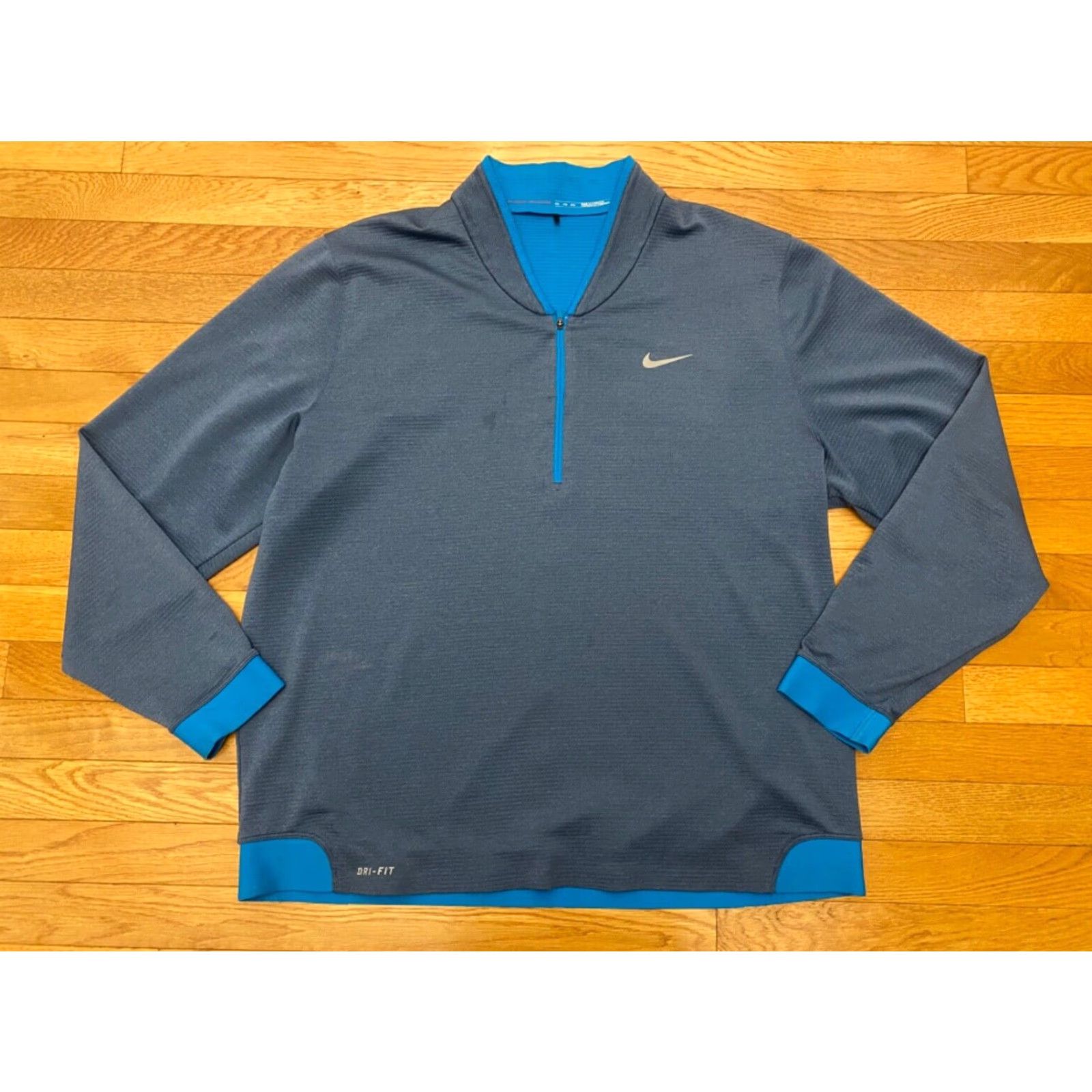 Nike Nike Jacket Mens XXL Tiger Woods VNeck Quarter Zip Golf Blue Sports Dri-FIT Pullover Pullover Shirt Long Sleeve Casual Activewear Logo Zipper Modern Size US XXL / EU 58 / 5 - 2 Thumbnail