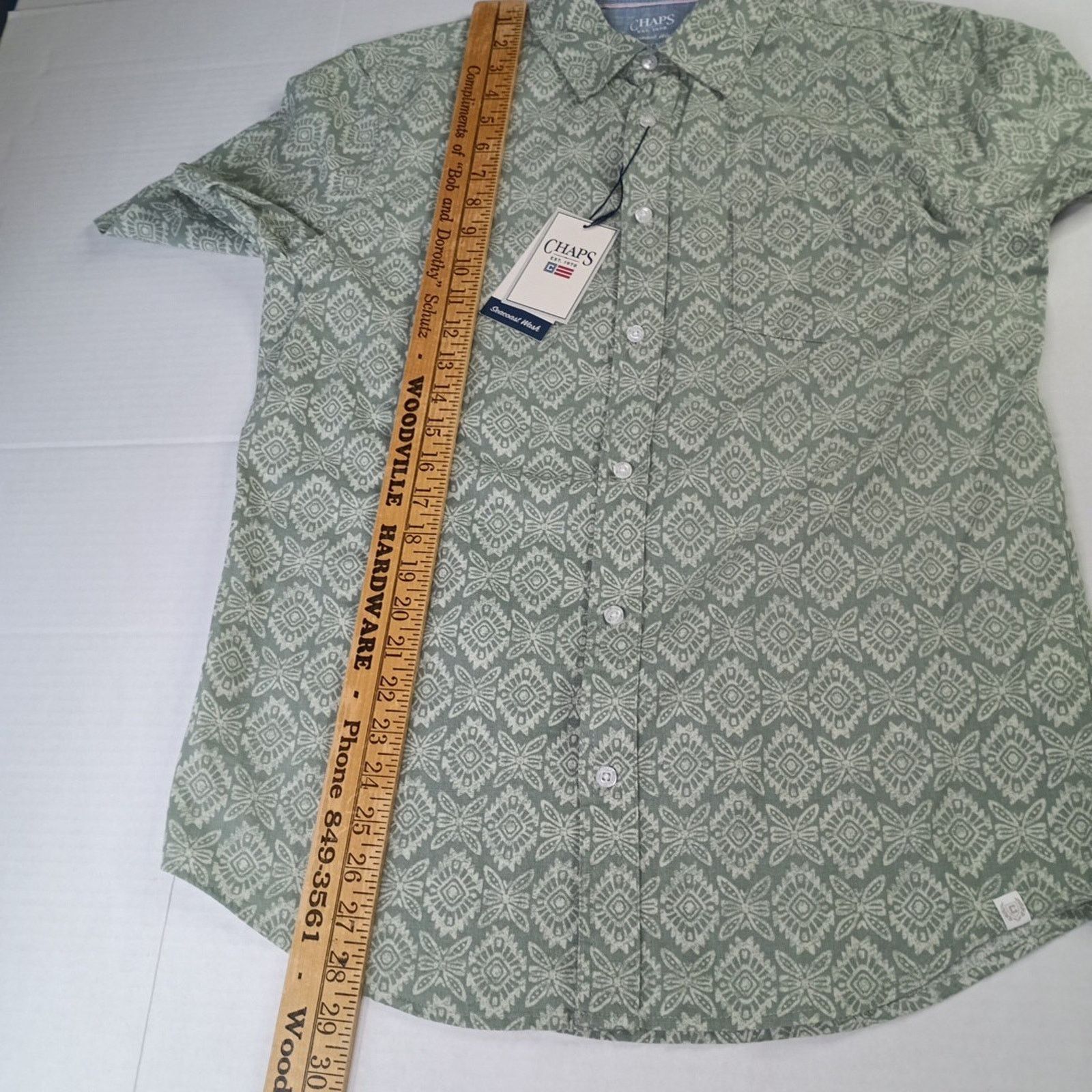 Chaps Chaps Seacoast Wash Chambray Woven Shirt Men's S Green Size US S / EU 44-46 / 1 - 5 Thumbnail