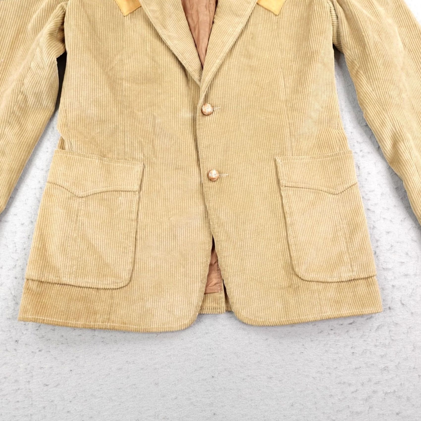 Vintage VINTAGE Brad Whitney Blazer Mens 40R Beige Corduroy Western Sport Coat Blazer Jacket Size 40R - 3 Thumbnail