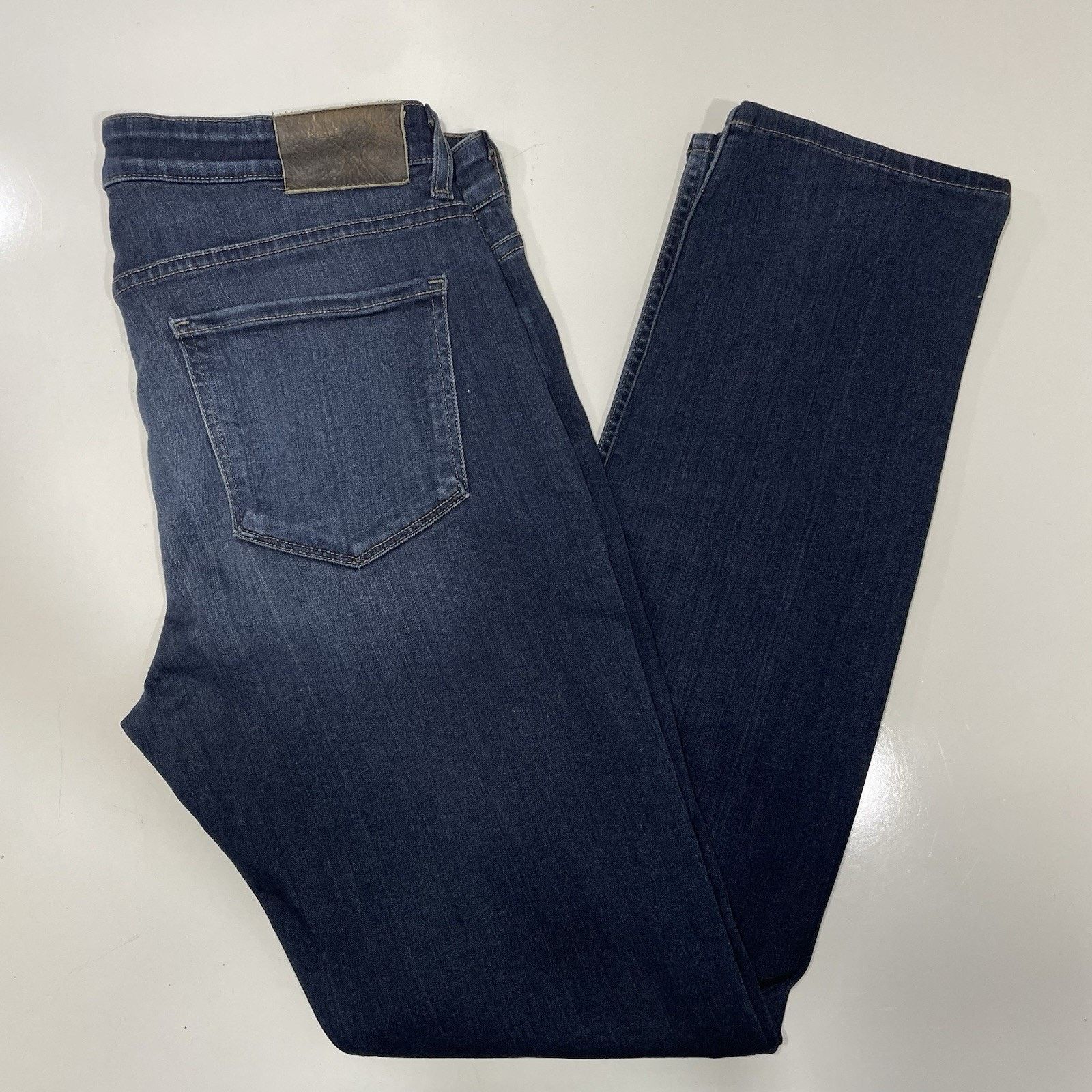 Paige PAIGE Federal Slim Straight Leg Jeans Dark Indigo Blue 33 Size US 33 - 9 Thumbnail