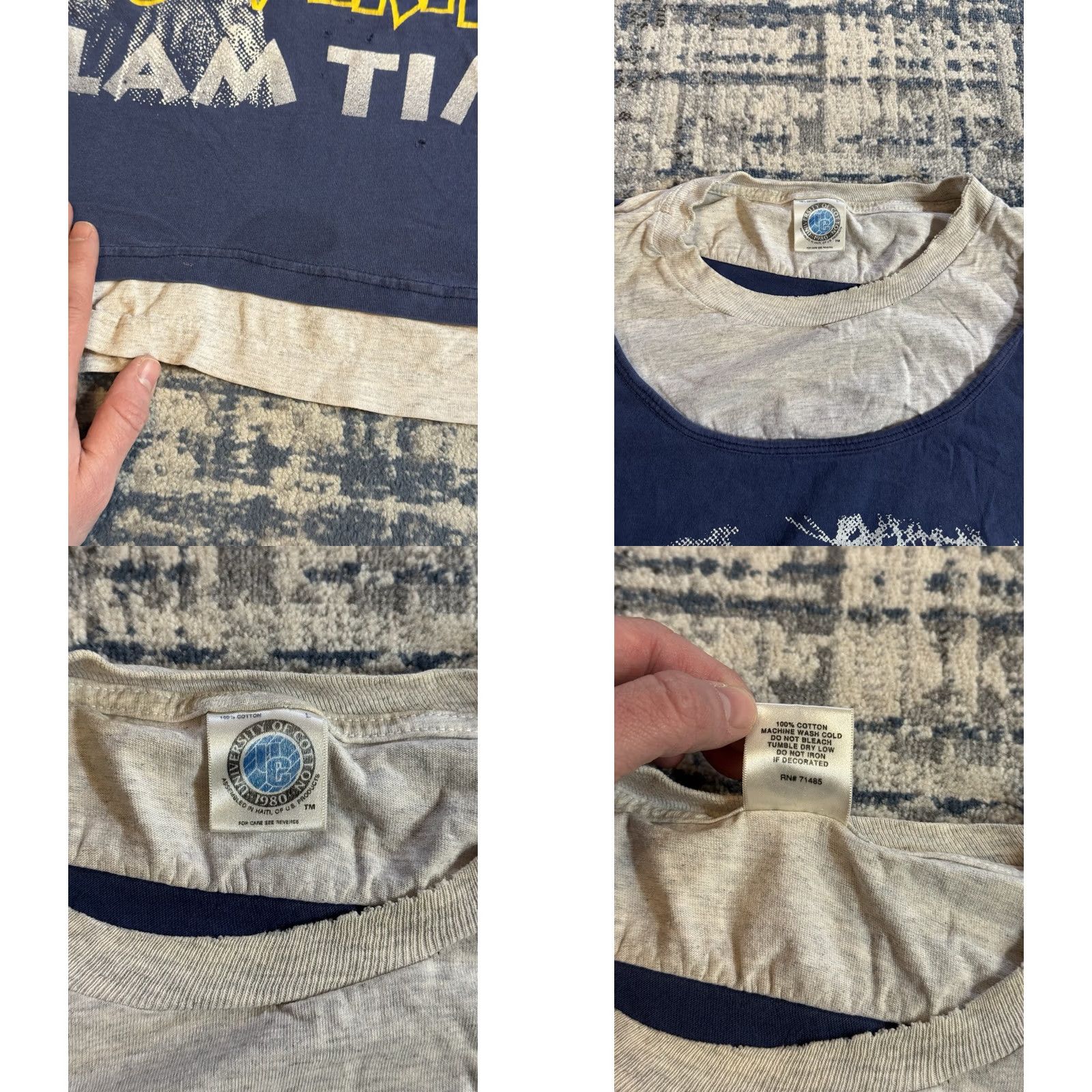 Vintage VINTAGE 90s University Of Michigan Wolverines Basketball T Shirt L Blue Cotton Graphic Print Crew Neck Men Size US L / EU 52-54 / 3 - 8 Thumbnail
