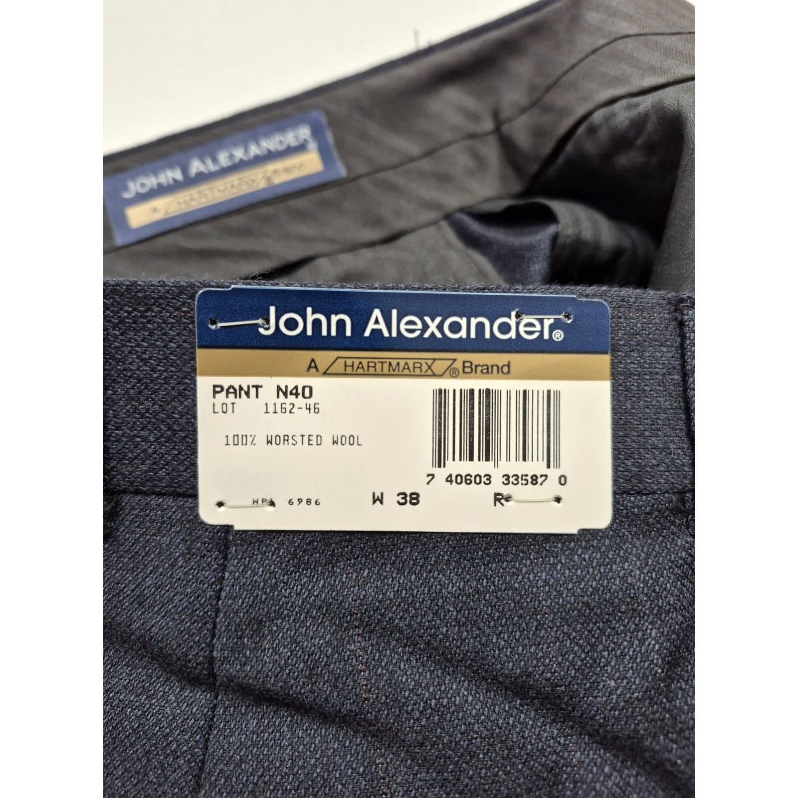 Vintage VTG John Alexander Dress Pants Mens 38x36 Blue Wool Pleated Straight Unhemmed Size US 38 / EU 54 - 4 Thumbnail