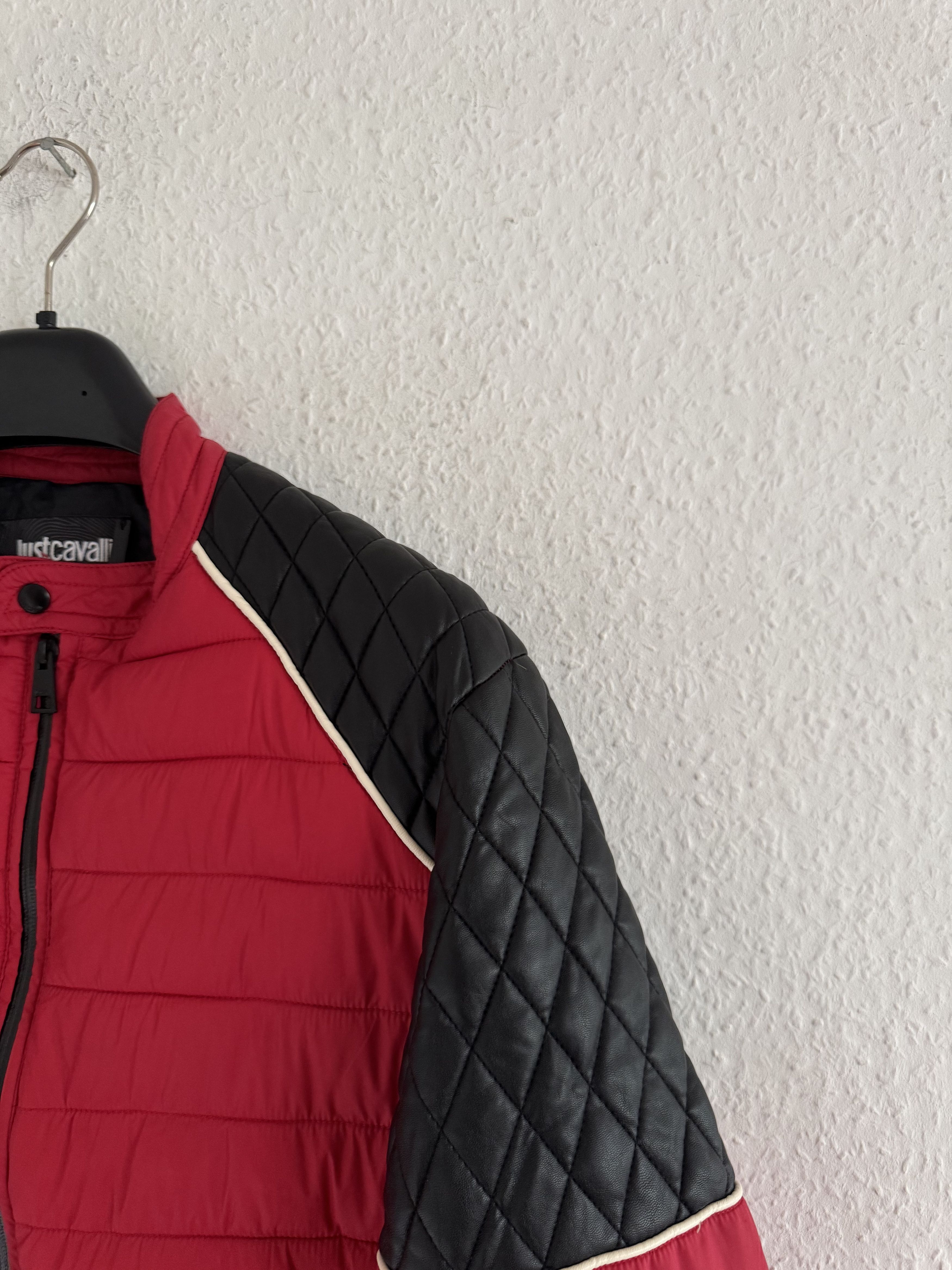 Just Cavalli Quilted Biker Down Jacket With Leather Shoulders Size US M / EU 48-50 / 2 - 4 Thumbnail