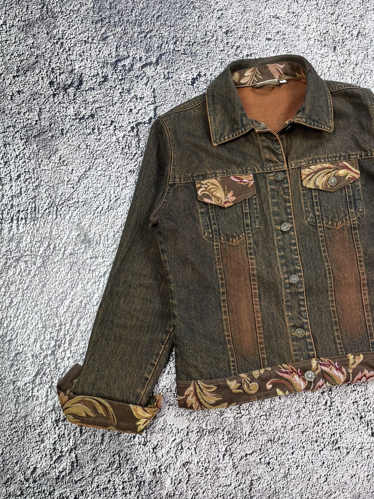 Vintage Vintage Y2K Rust Denim Floral Jacket Botanical Rare Size S Size S / US 4 / IT 40 - 2 Thumbnail