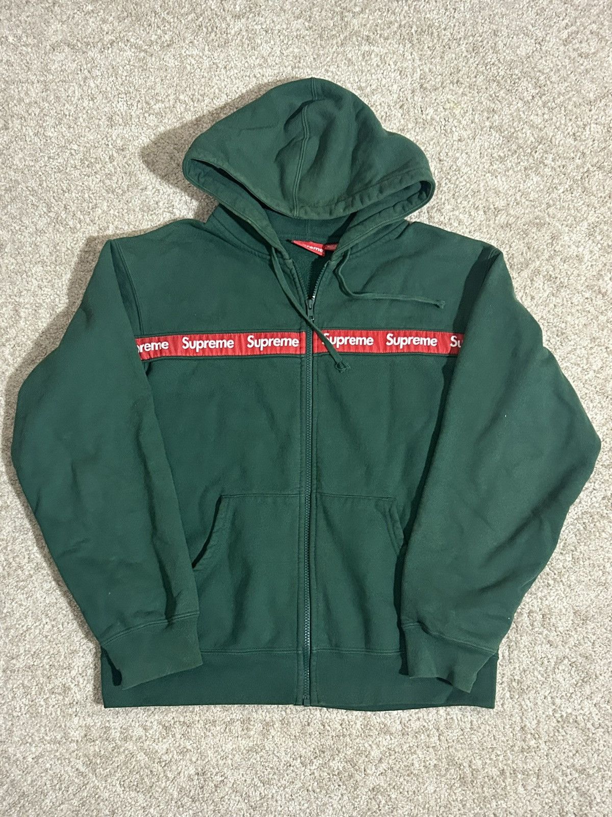 Supreme Striped Zip Up Hoodie | Grailed