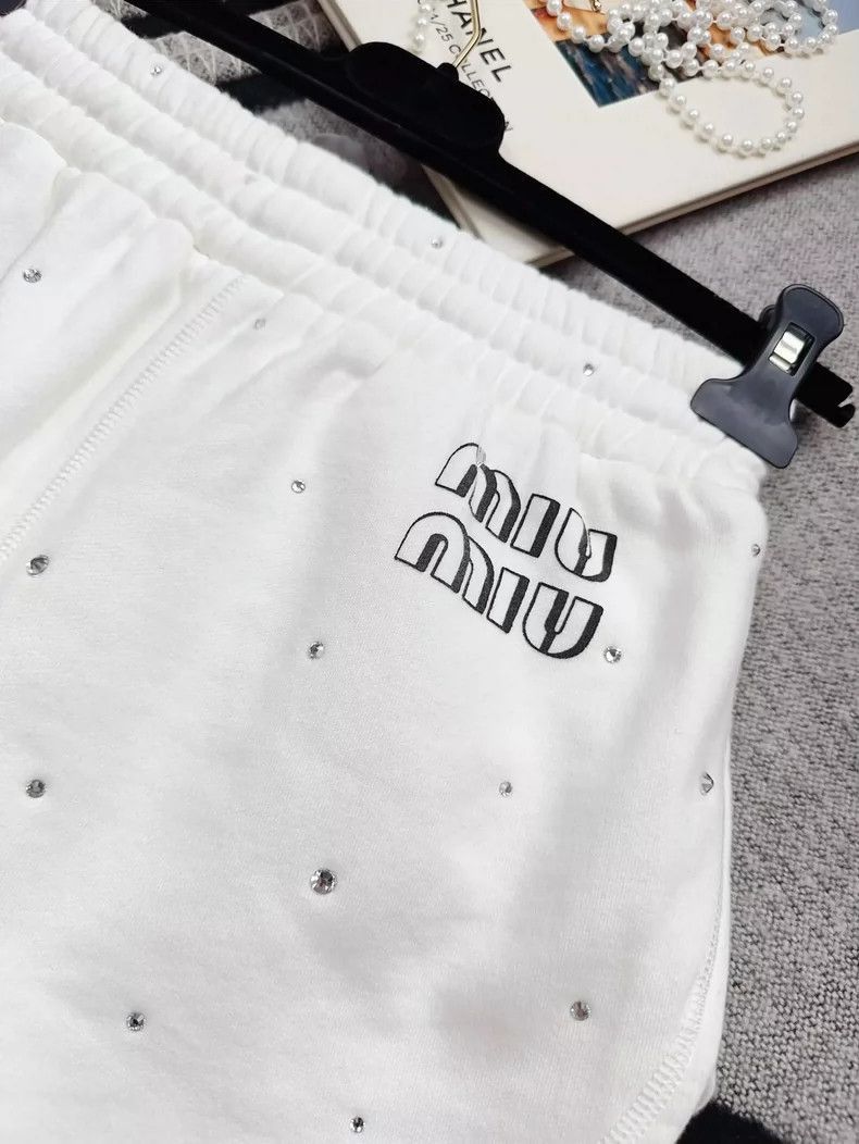 Prada Miumiu White Star Diamond Letter Shorts-2506 Size 37" - 5 Thumbnail