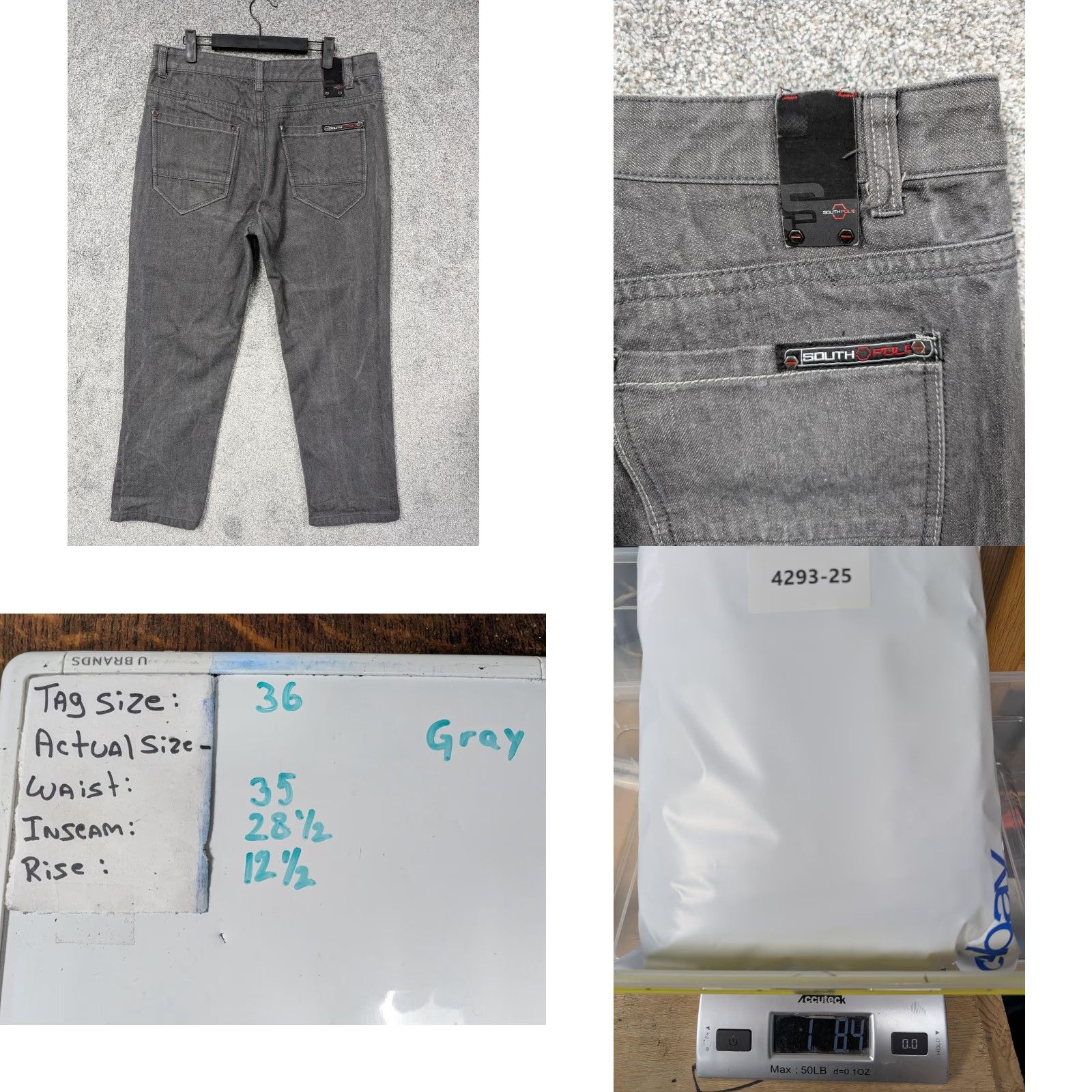 Southpole Southpole Jeans Mens 35x28.5 Gray Denim Straight Leg 5 Pocket Pants Size US 35 - 8 Thumbnail