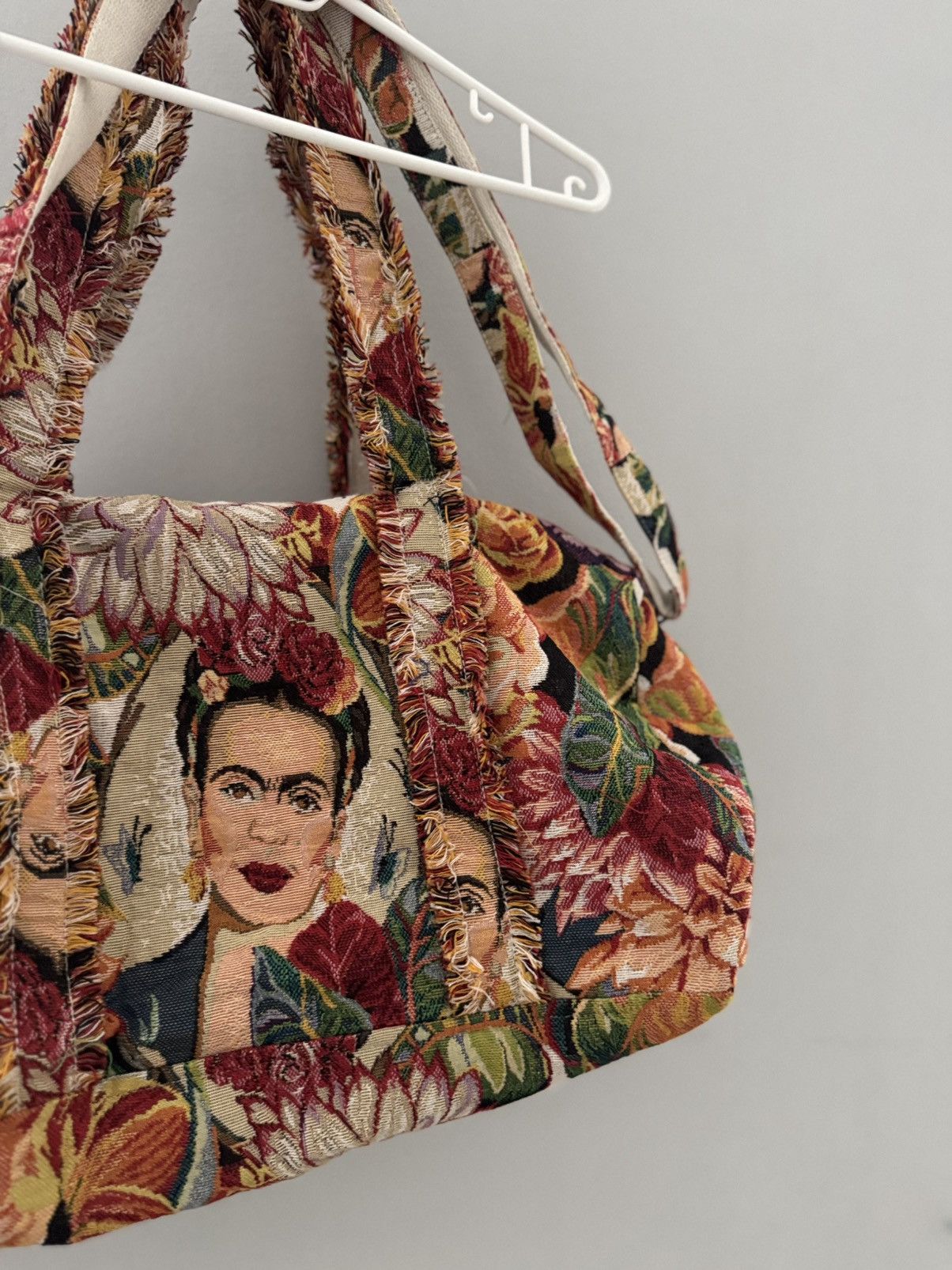 20471120 Very crazy bag Rework Cotton Frida Kahlo Painting Tote Bag Size ONE SIZE - 4 Thumbnail