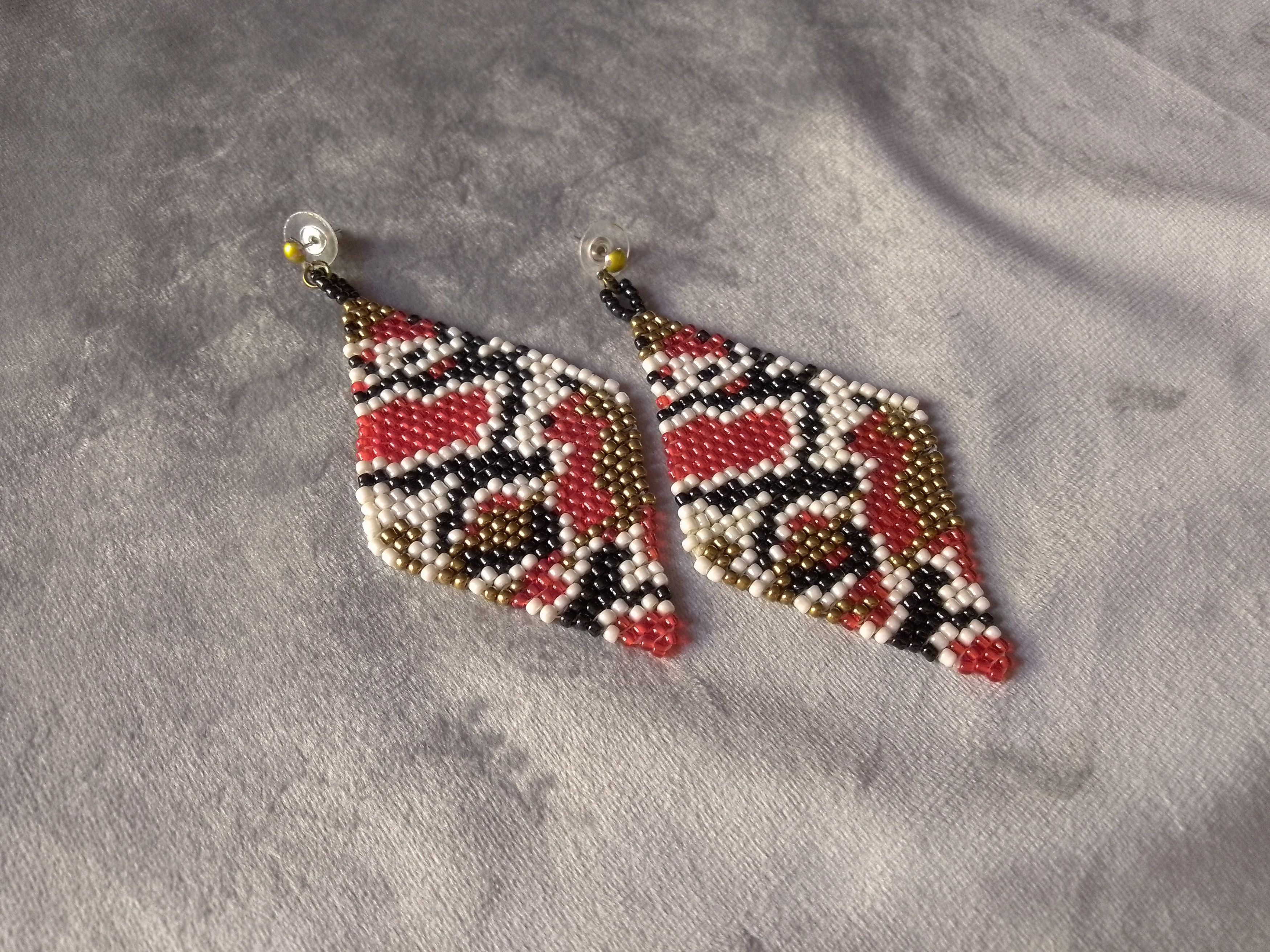 Handmade Earrings Snake Skin Patter Geometrical Shape Long Size ONE SIZE - 3 Thumbnail
