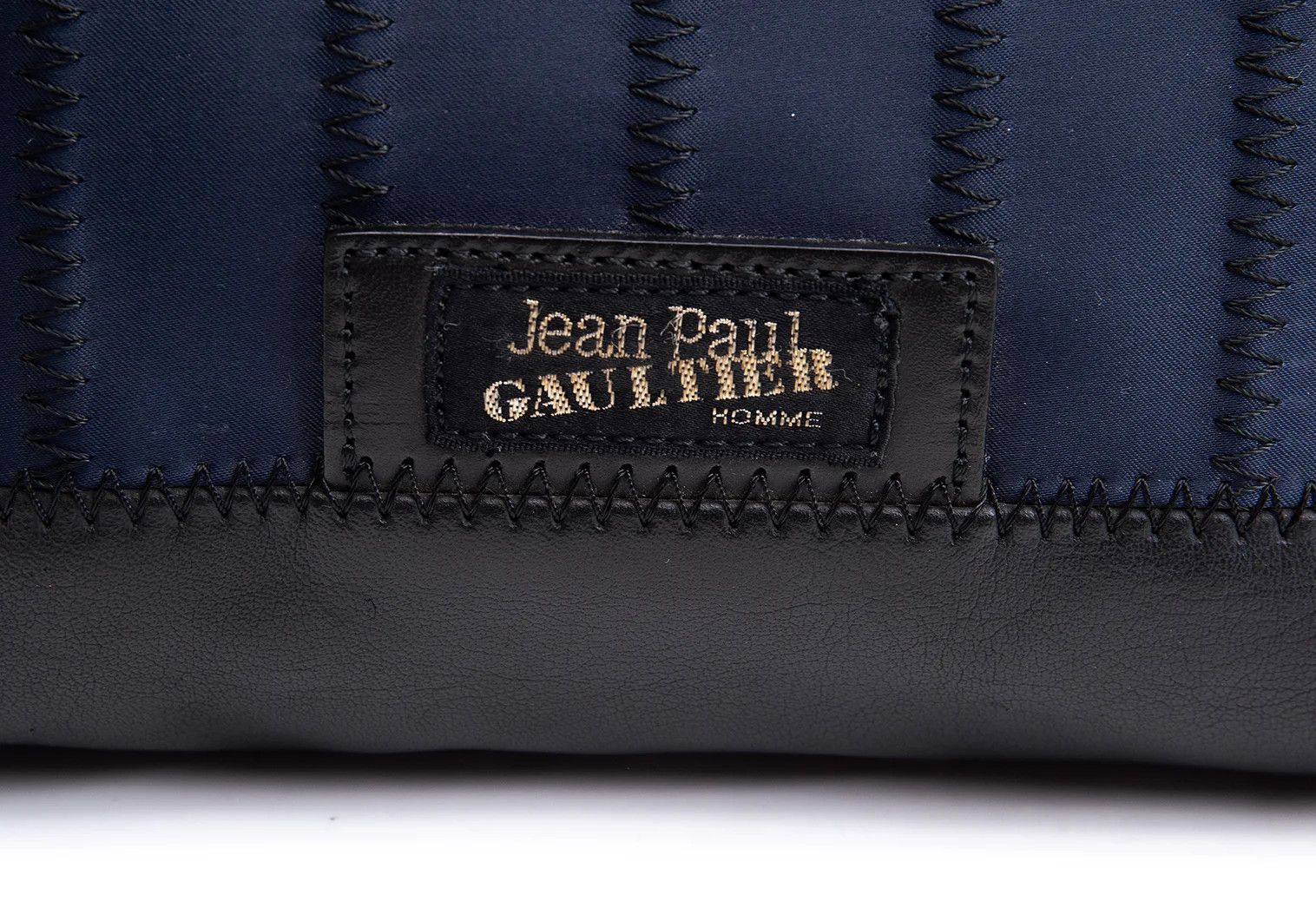 Jean Paul Gaultier Zigzag Stitch Double Compartment Clutch Bag in Navy Black Size ONE SIZE - 3 Thumbnail