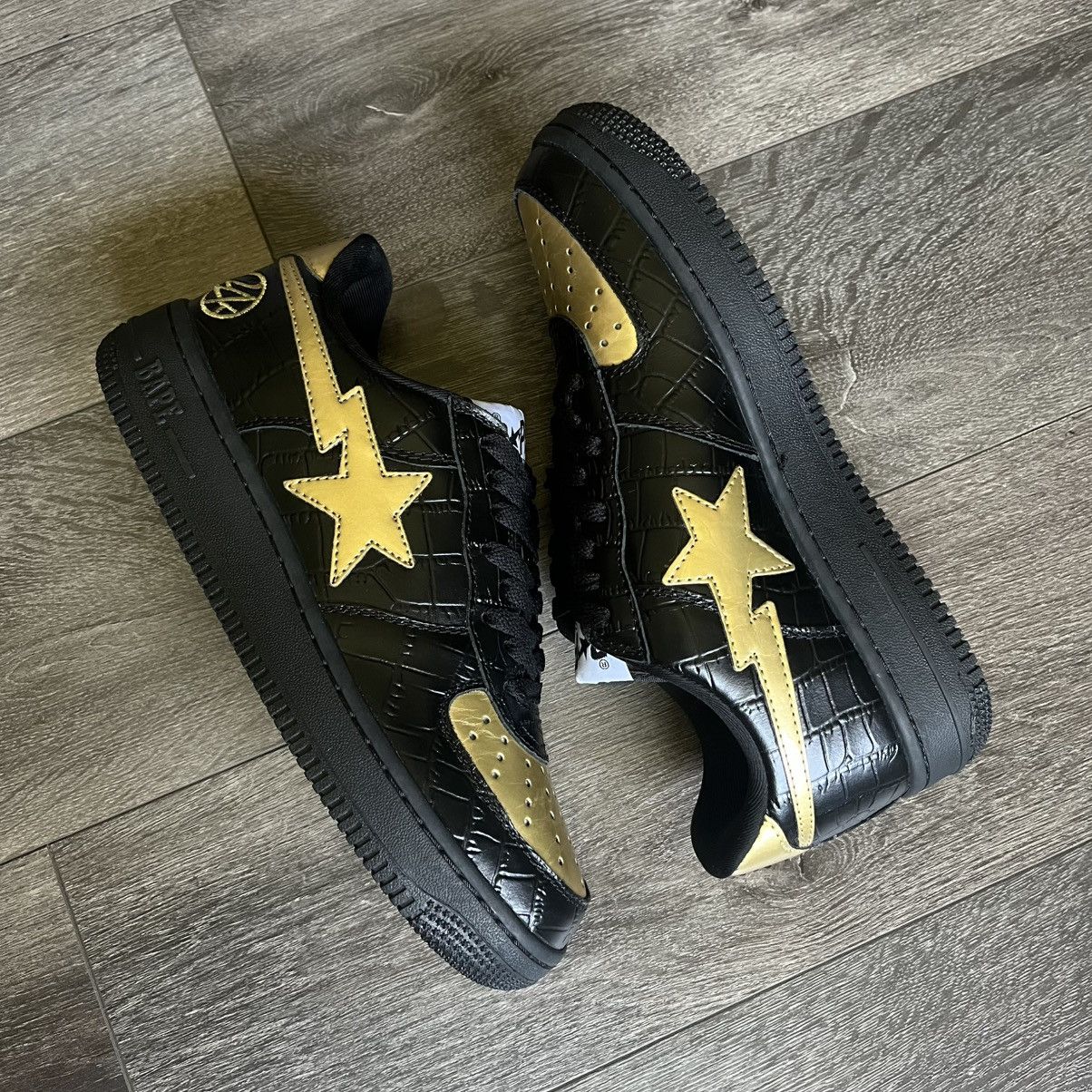 Bape New A Bathing Ape Bape Bapesta 24 Karat Black Gold Sneakers Size US 8.5 / EU 41-42 - 3 Thumbnail