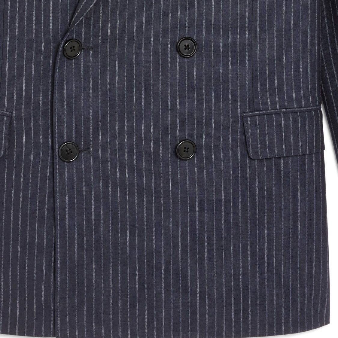 Celine × Hedi Slimane 22SS Double Breasted Navy Chalk Stripe Suit Wool Rectangle Size 44R - 10 Thumbnail