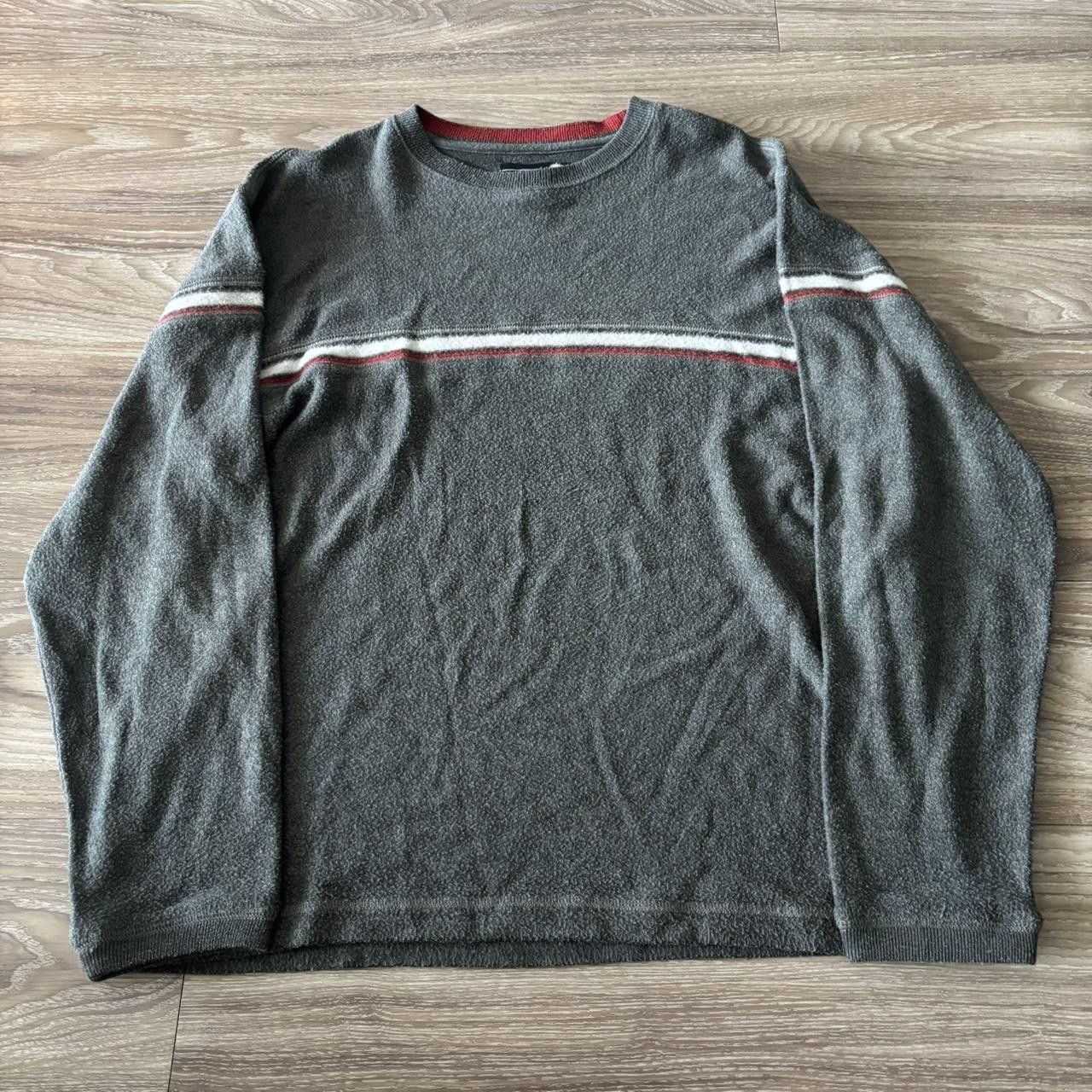 Vintage Vintage Y2K/2000s Grunge Grey Striped Skater Style Sweater! Size XL Size US XL / EU 56 / 4 - 1 Thumbnail