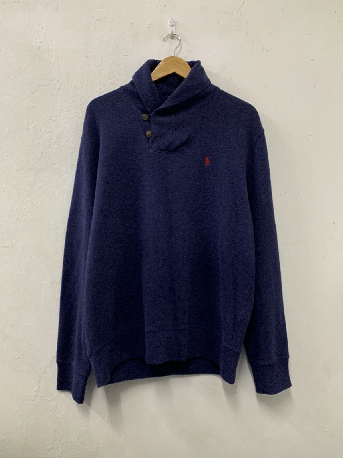 Polo Ralph Lauren Polo Ralph Lauren Navy Blue shawl collar sweatshirt Size US L / EU 52-54 / 3 - 1 Thumbnail