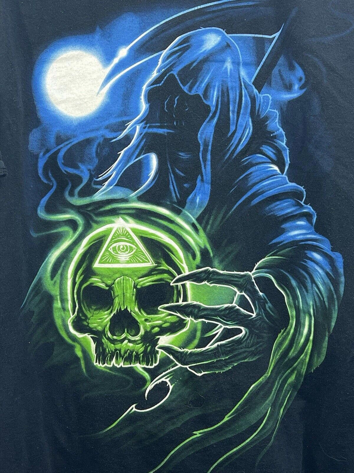 Designer Dark Mystic Grim Reaper Graphic Tee Size US XXL / EU 58 / 5 - 2 Thumbnail