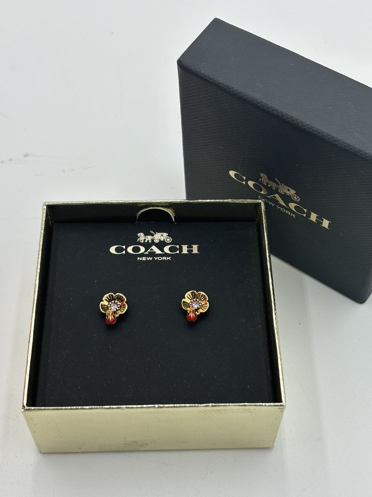 Coach COACH Ladybug On Flower Stud Earrings, With Box Size ONE SIZE - 1 Thumbnail