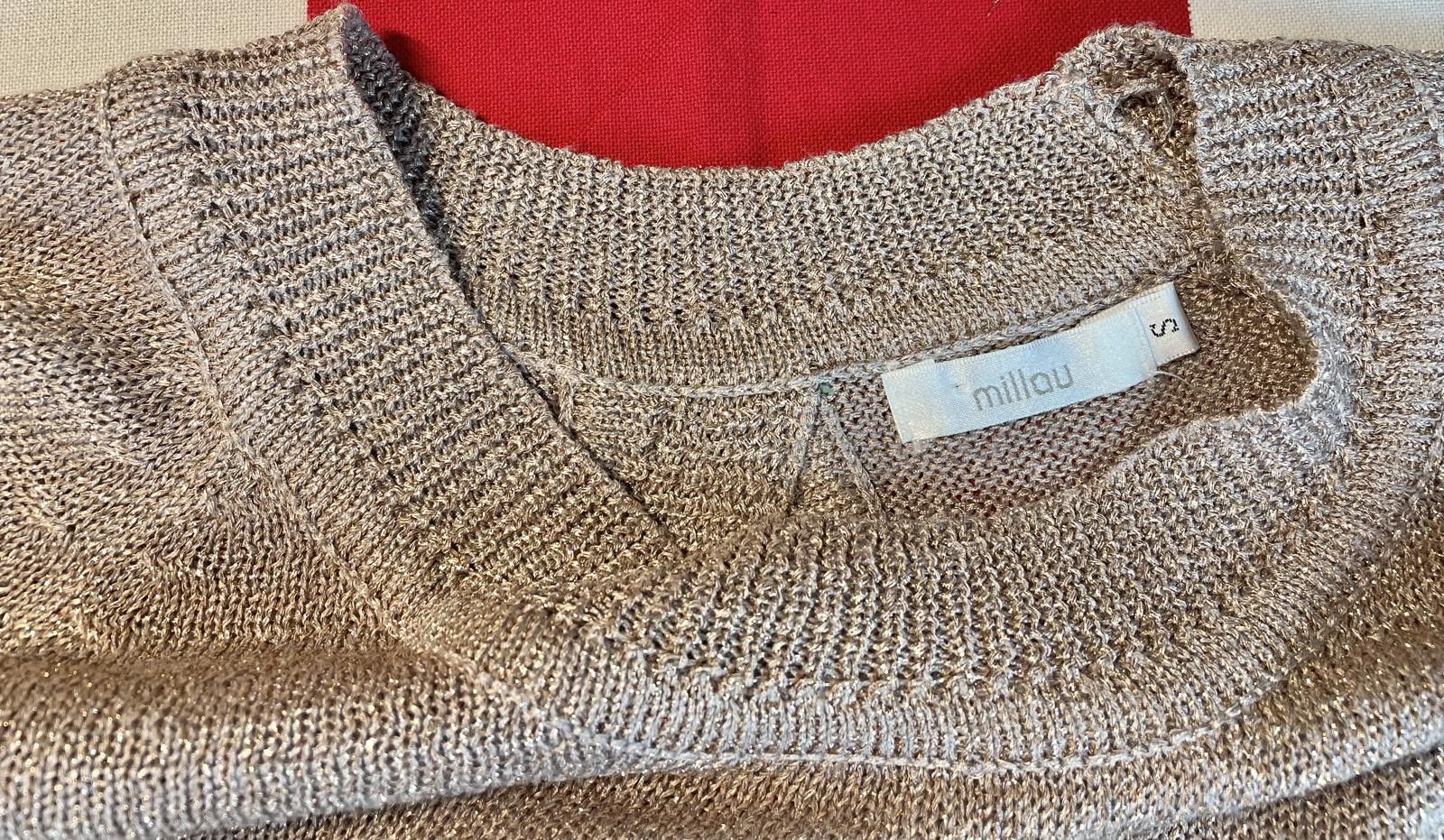 Designer Millau open back metallic sweater womens size (S) Rosegold Size S / US 4 / IT 40 - 8 Thumbnail