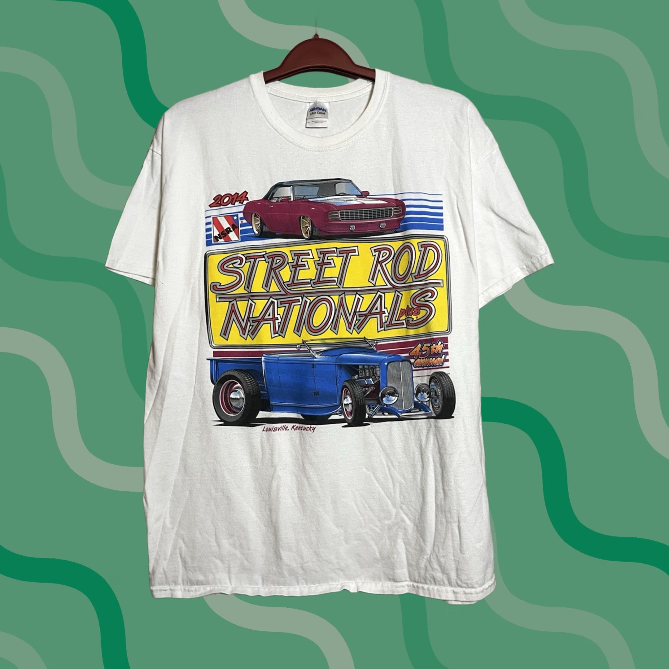 Gildan NSRA Street Rod Nationals T-Shirt White XL Men Short Sleeve Gildan Retro Crew Neck Size US XL / EU 56 / 4 - 1 Thumbnail