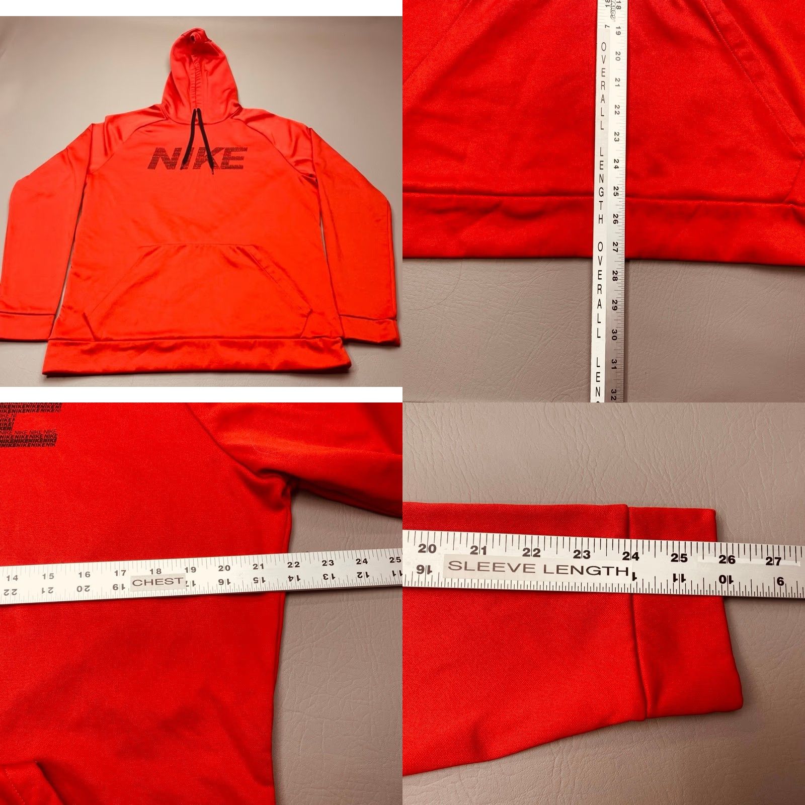 Nike VINTAGE Nike Dri-Fit Hoodie Mens Large Red Pullover Sweatshirt Nike Words Chest 8081 Size US L / EU 52-54 / 3 - 8 Thumbnail