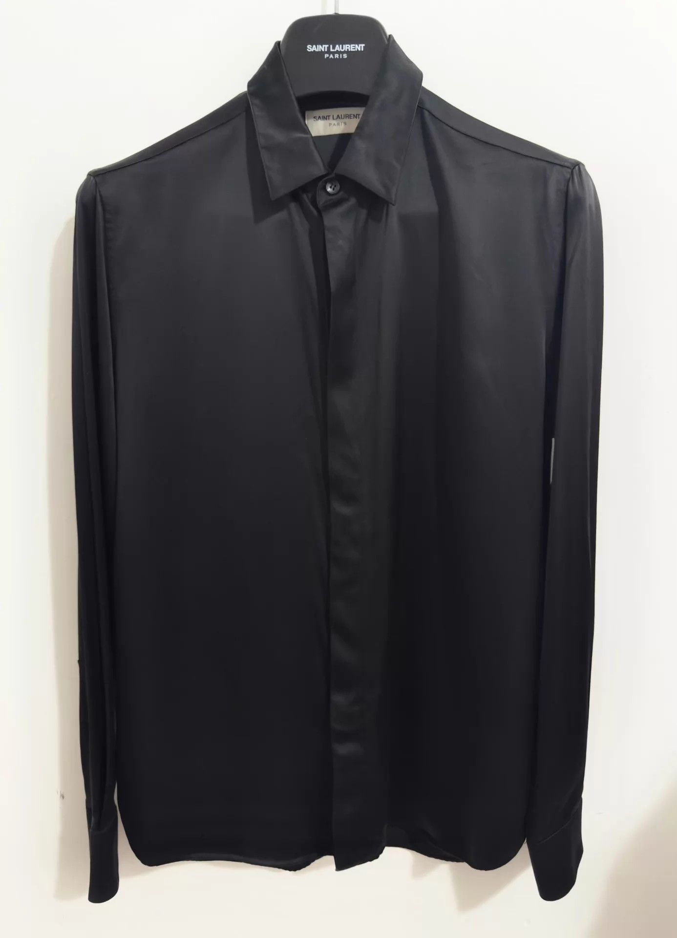 Saint Laurent Paris Saint Laurent 23FW Satin Silk Black Panther Shirt 37 XS Size US XS / EU 42 / 0 - 1 Thumbnail
