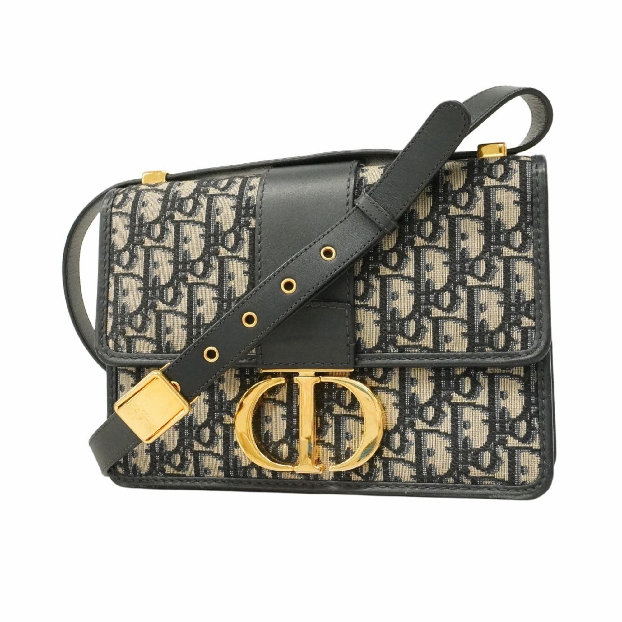 Christian Dior Shoulder Bag Trotter 30 Montaigne Canvas Navy Women's in Blue