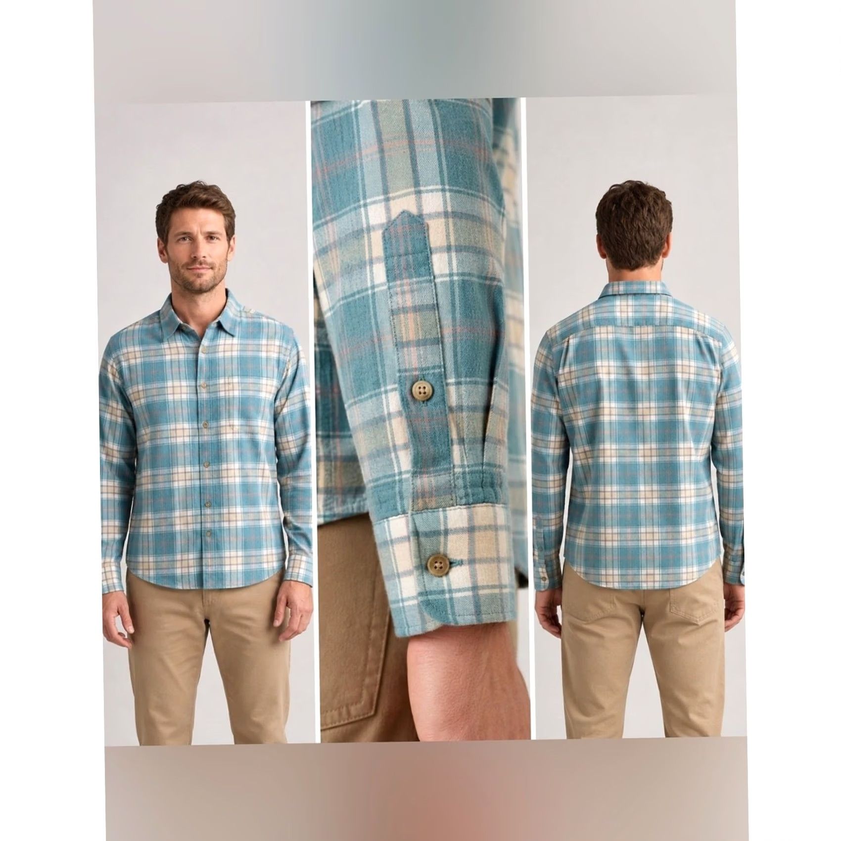 Faherty Faherty Button-Up Plaid Flannel Long Sleeve Lightweight Green Large Mens Size US L / EU 52-54 / 3 - 2 Thumbnail