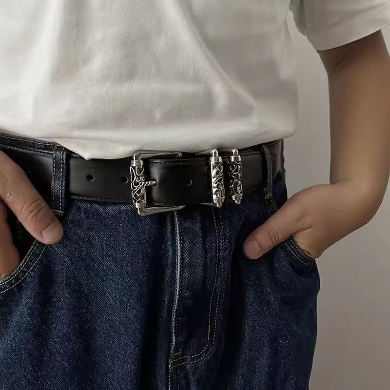 Japanese Brand Y2K 2000s Silver cross futuristic black roller belt Size ONE SIZE - 7 Thumbnail