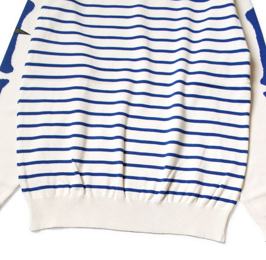 Kapital KAPITAL Panel Border Boat Neck knit Sweater BONE Sleeve L Size US L / EU 52-54 / 3 - 10 Thumbnail
