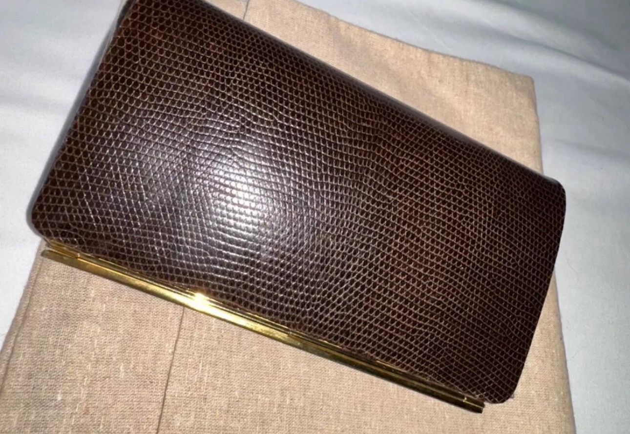 Gucci Gucci Rare Dark Brown Lizard Clutch Wallet Size ONE SIZE - 4 Thumbnail