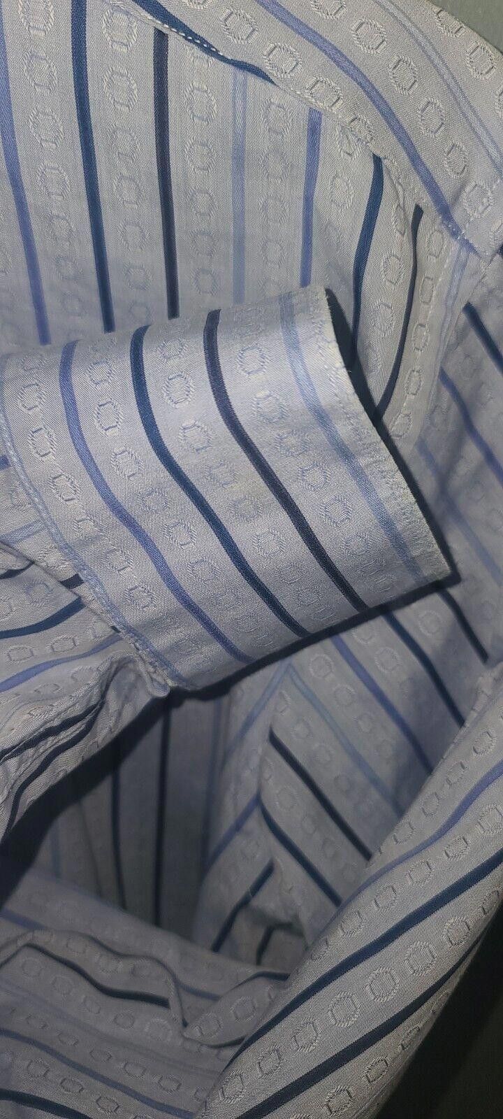 Designer Bugatchi Shirt Men's Large Blue White Button Up Long Sleeve Size US L / EU 52-54 / 3 - 6 Thumbnail