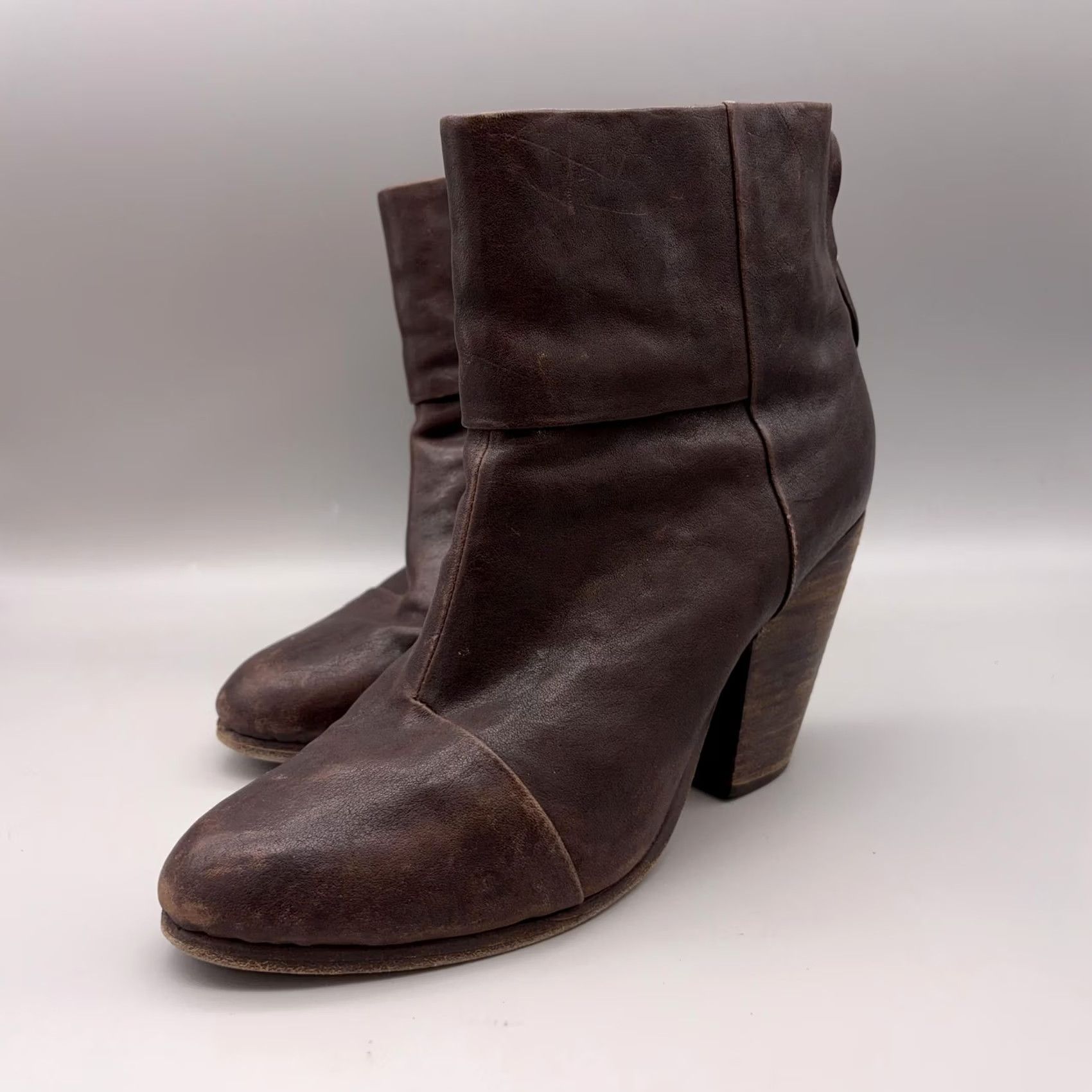 Rag & Bone Rag & Bone Brown Leather Ankle Booties Block Heel Zip Boot Womens Size 9 Size US 9 / IT 39 - 3 Thumbnail