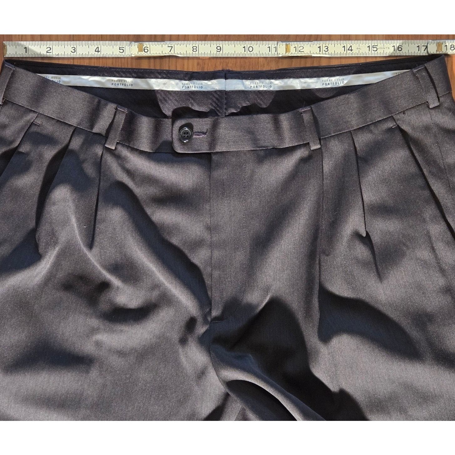Perry Ellis Men's Perry Ellis Portfolio Dark Grey Dress Pants 36x30 Size US 36 / EU 52 - 4 Thumbnail