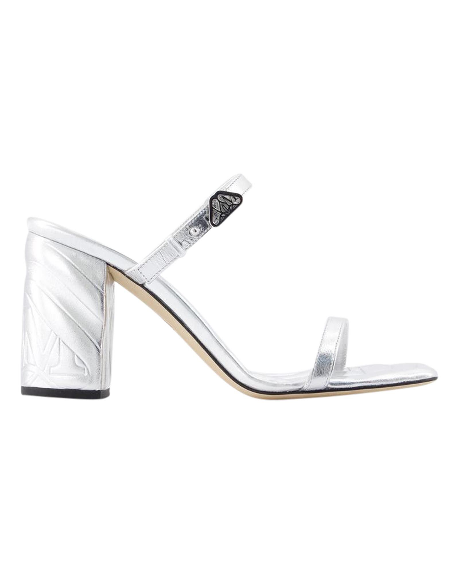 image of Alexander Mcqueen Silver Leather Heel Shoesed Sandals in Metallic/Silver, Women's (Size 8)