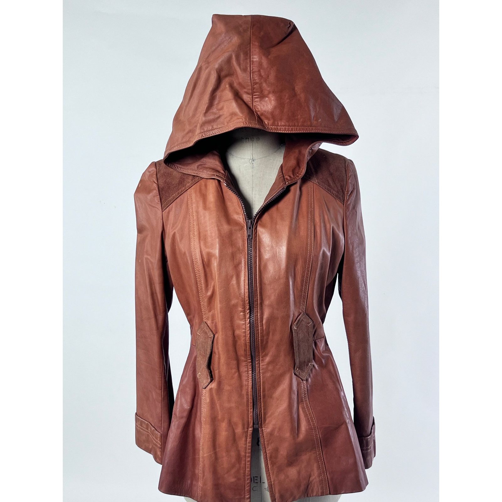 Other VTG Hooded Leather Jacket Cottagecore Festival Boho S/M Size S / US 4 / IT 40 - 2 Thumbnail