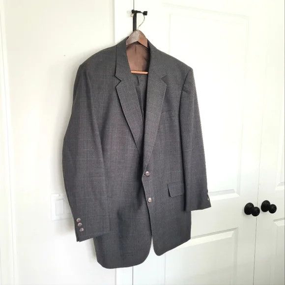 Vintage '80s Wool Blend Tweed Suit Classic Fall Neutral Winter Size 48L - 3 Thumbnail