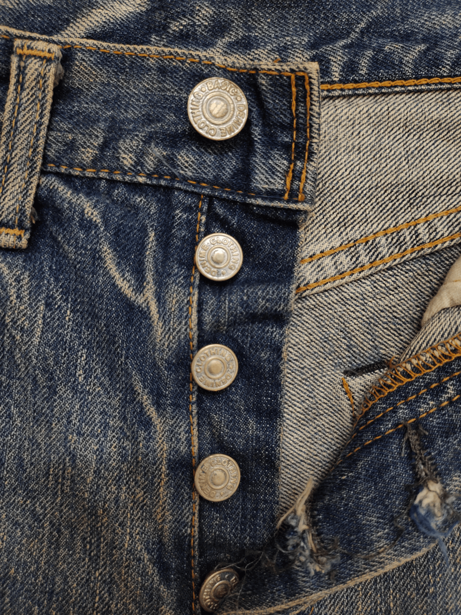 Denime 1990s Denime Japan Clawmark Distress Faded Raw Denim Jeans Size US 29 - 13 Thumbnail