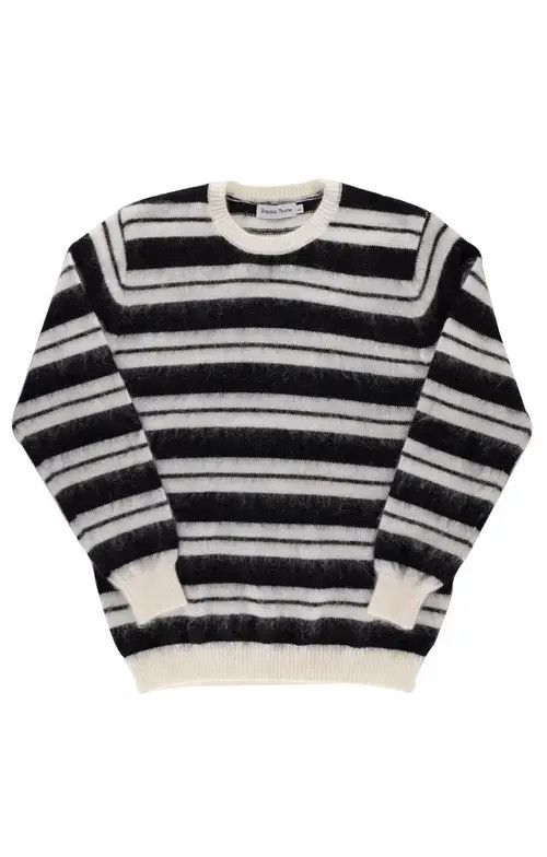 Vintage Striped Mohair Knit Sweater Black/White Size US XL / EU 56 / 4 - 1 Thumbnail