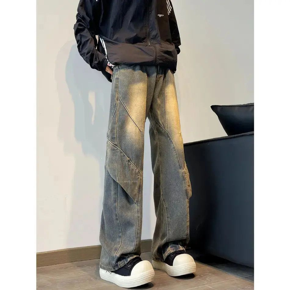 Japanese Brand Retro loose straight leg spliced jeans Size US 32 / EU 48 - 3 Thumbnail