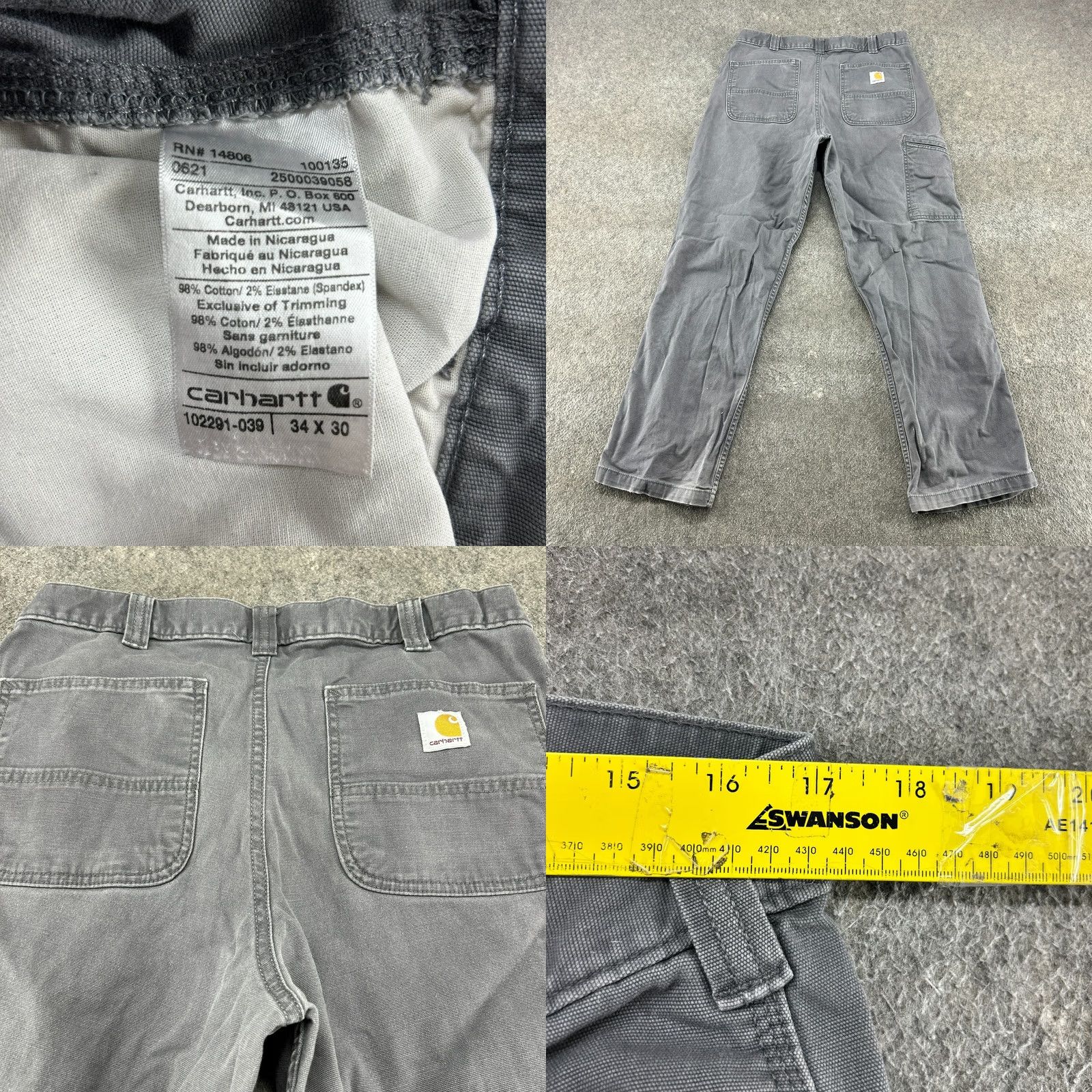 Carhartt Carhartt Pants Mens 34x30 Gray Carpenter Relaxed Canvas Workwear Straight 5-Pocket Clothing Men Regular Jeans Trousers Weather Outdoor Rugged Flex Size US 34 / EU 50 - 9 Thumbnail