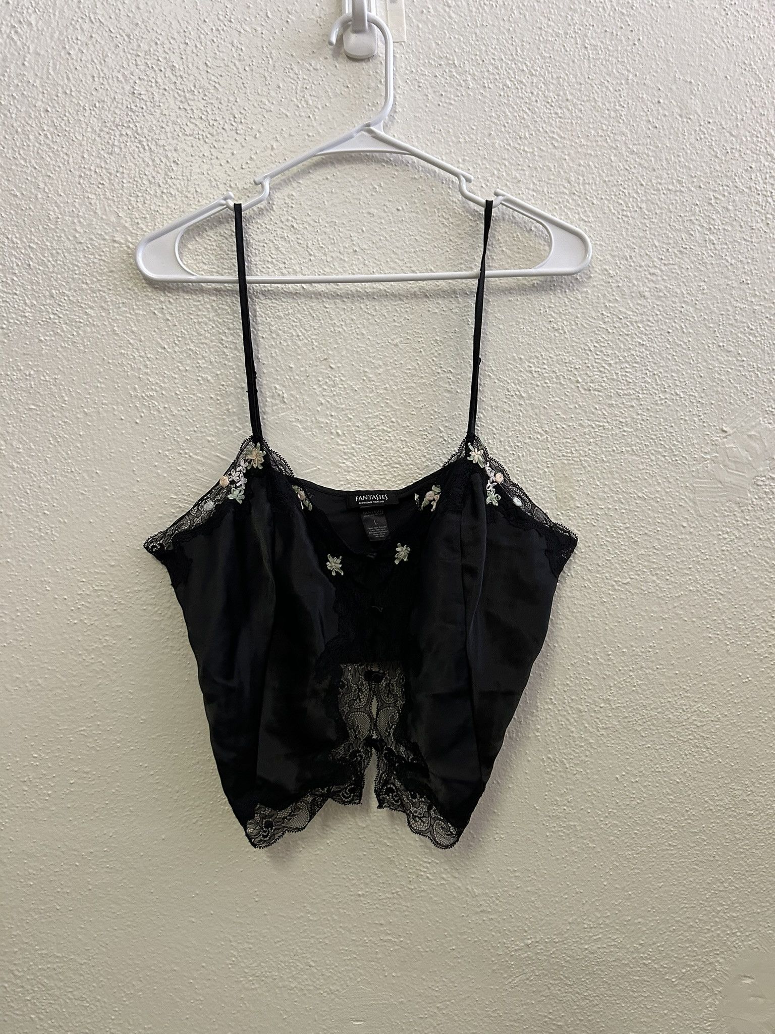 Other Y2K FANTASIES BLACK LACE CAMISOLE FLORAL CROPPED TOP SIZE L Size L / US 10 / IT 46 - 1 Thumbnail