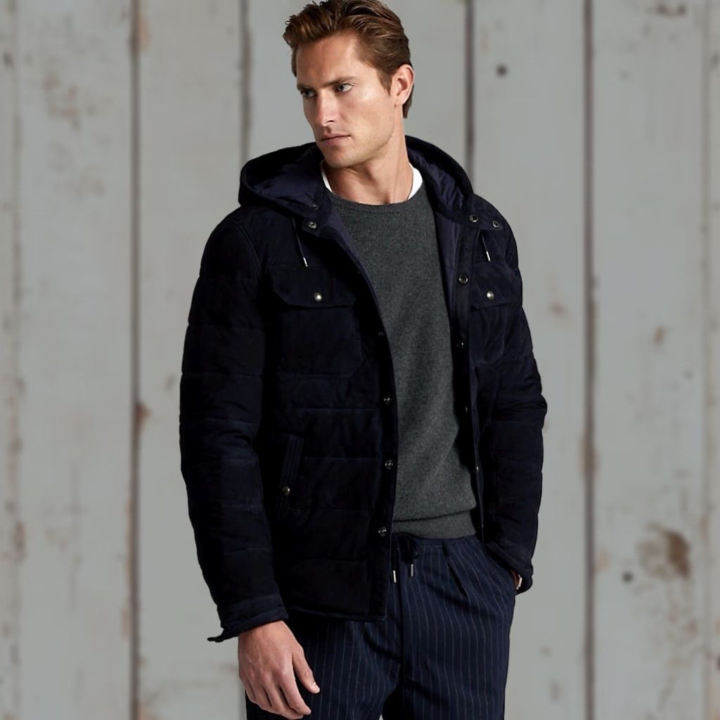 Ralph Lauren Ralph Lauren Polo Quilted Suede Hooded Jacket S Dark Blue Mens Quilted Hooded Jacket Size US S / EU 44-46 / 1 - 1 Thumbnail