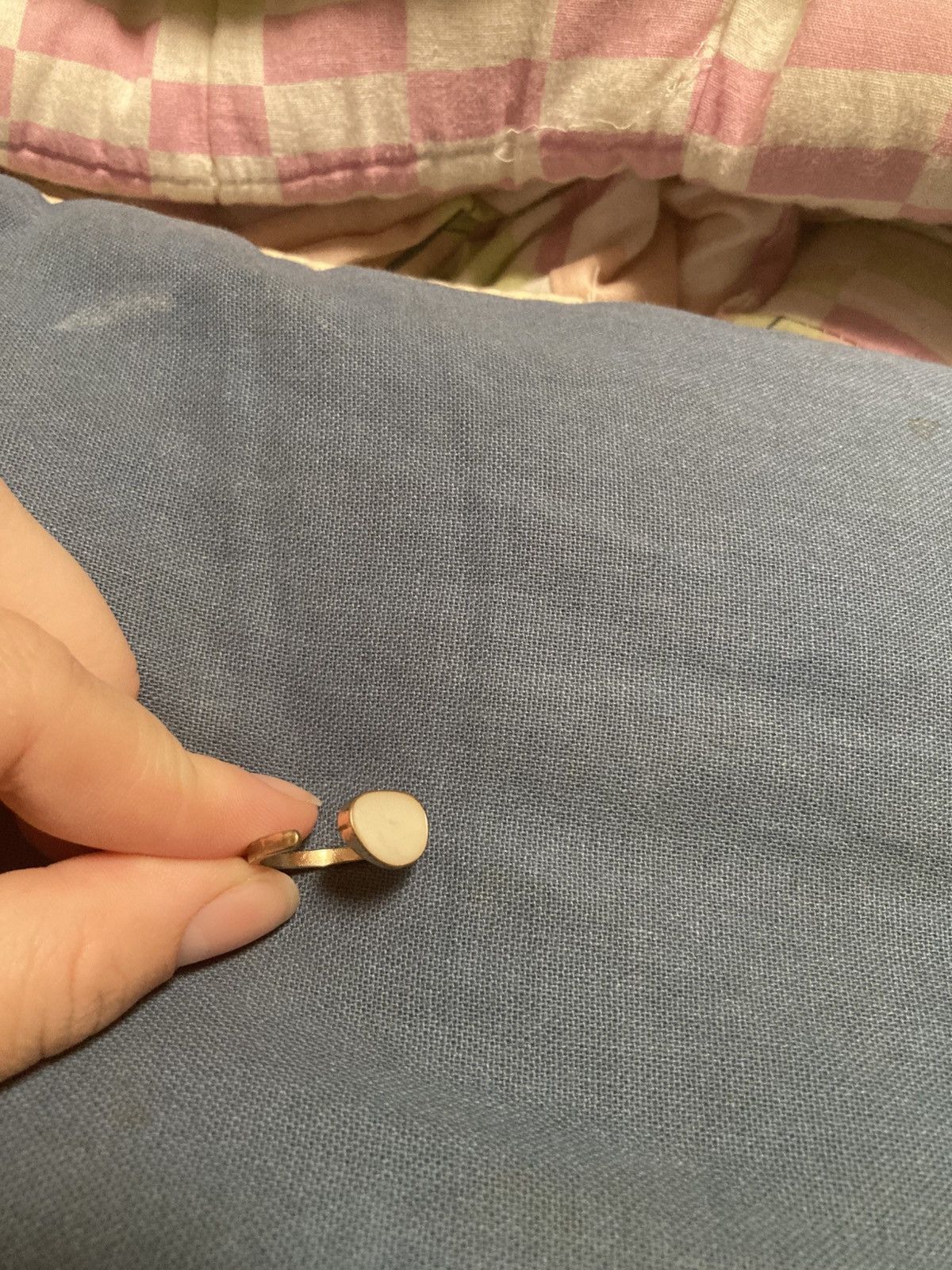 Other Gold coloured white enamel feature ring Size ONE SIZE - 1 Thumbnail